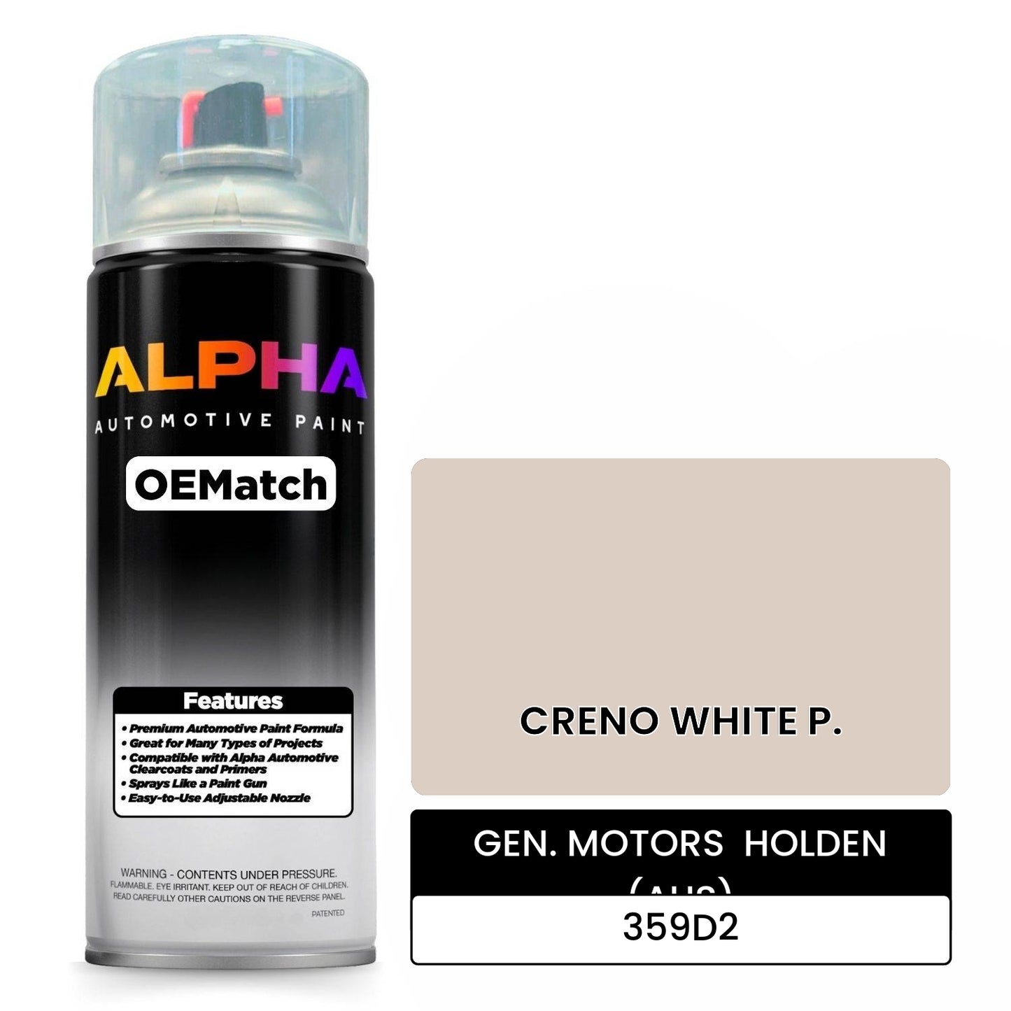 GEN. MOTORS  HOLDEN (AUS) CRENO WHITE P. 359D2 OEMatch Spraycan