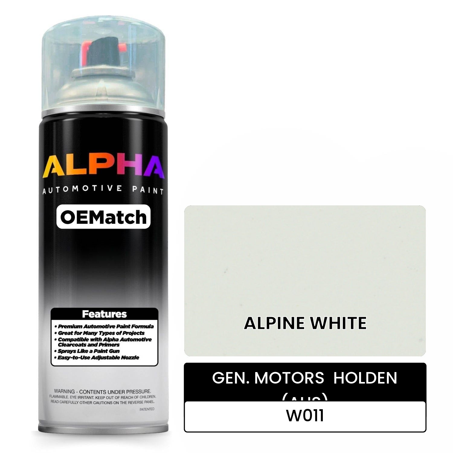 GEN. MOTORS  HOLDEN (AUS) ALPINE WHITE W011 OEMatch Spraycan