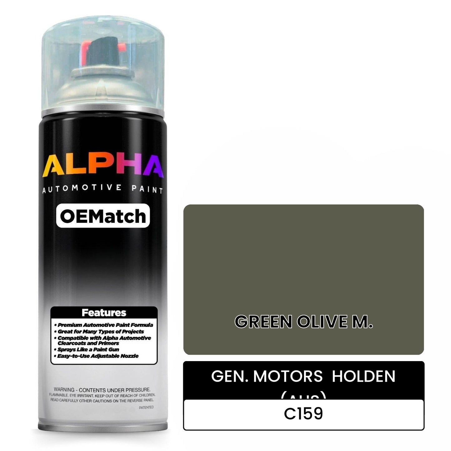 GEN. MOTORS  HOLDEN (AUS) GREEN OLIVE M. C159 OEMatch Spraycan