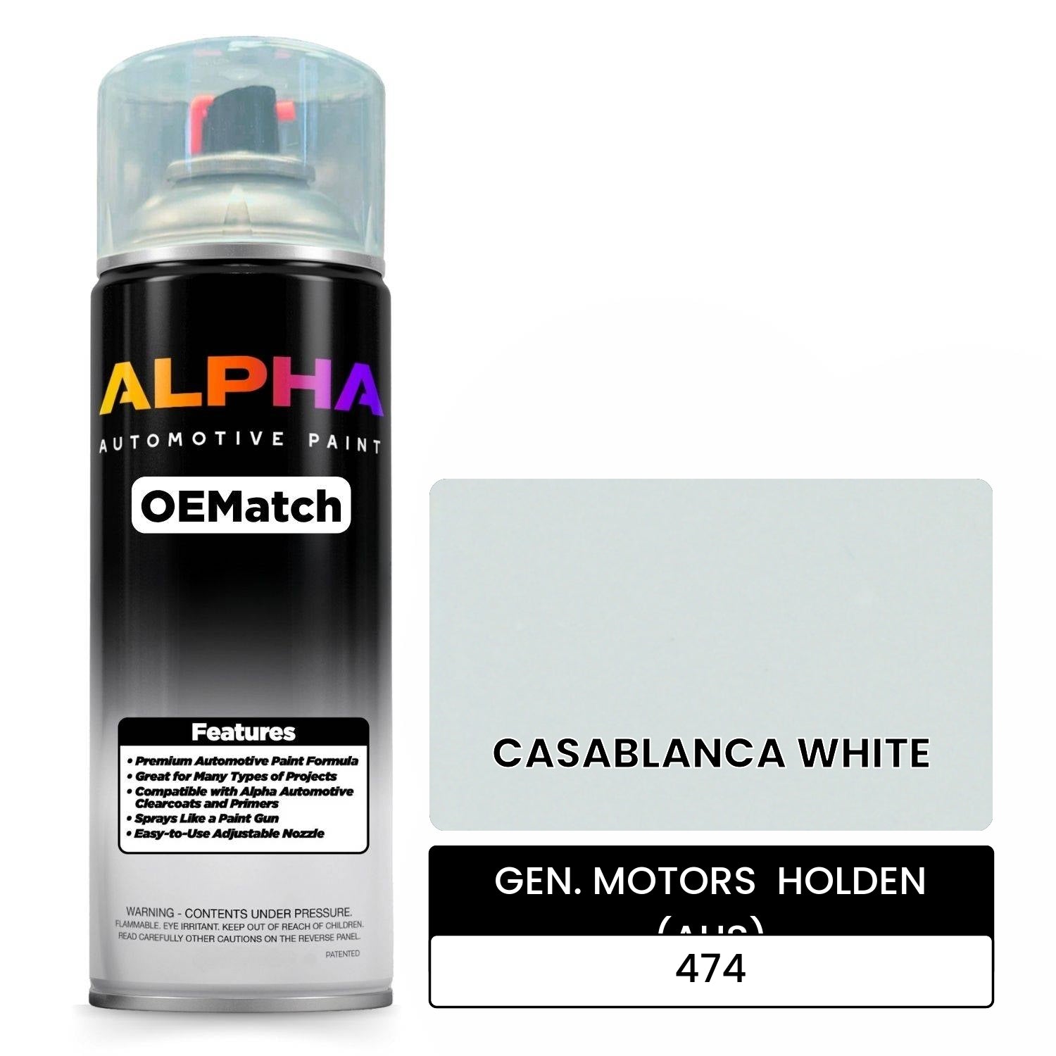 GEN. MOTORS  HOLDEN (AUS) CASABLANCA WHITE 474 OEMatch Spraycan