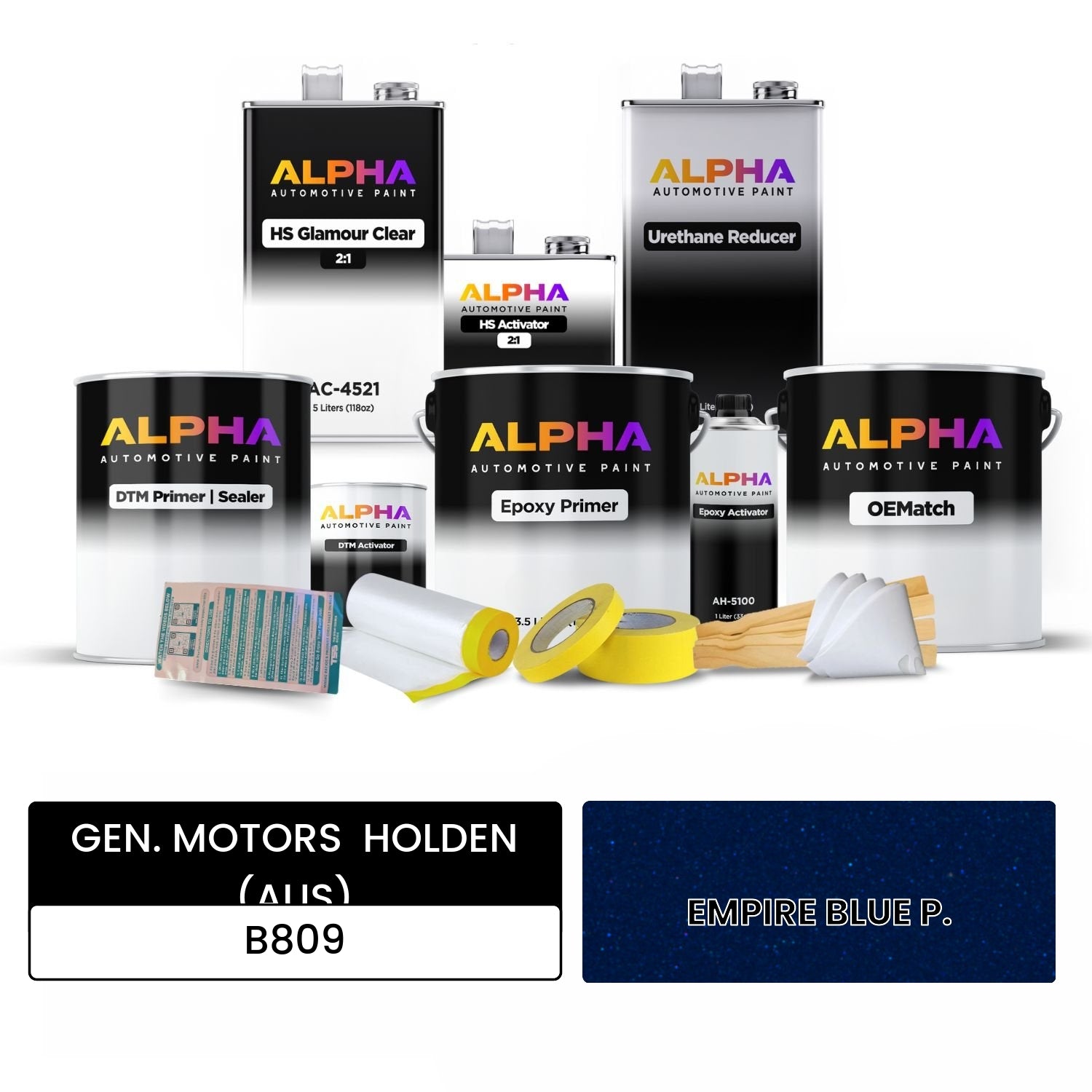 GEN. MOTORS  HOLDEN (AUS) EMPIRE BLUE P. B809 OEMatch Vehicle Paint Kit