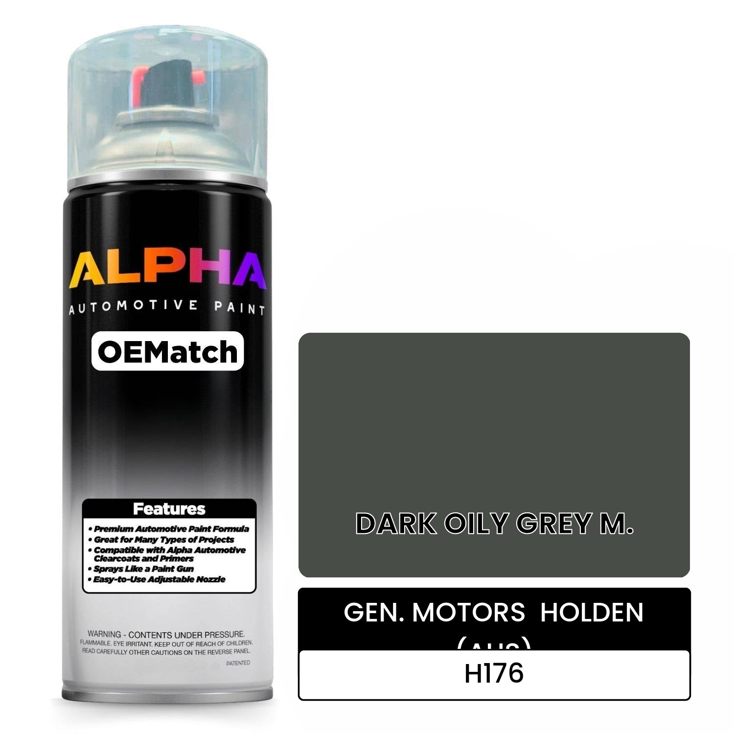 GEN. MOTORS  HOLDEN (AUS) DARK OILY GREY M. H176 OEMatch Spraycan