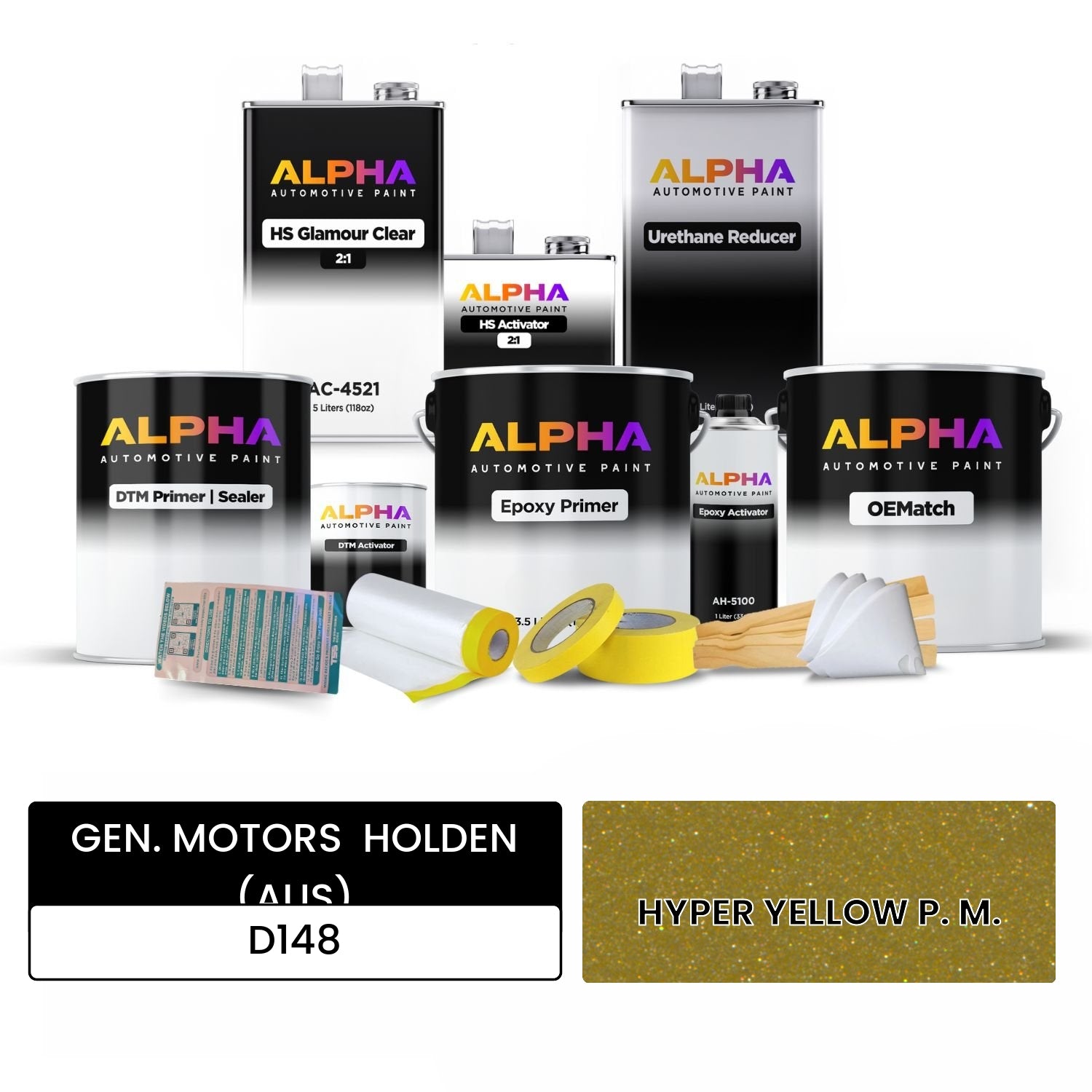 GEN. MOTORS  HOLDEN (AUS) HYPER YELLOW P. M. D148 OEMatch Vehicle Paint Kit