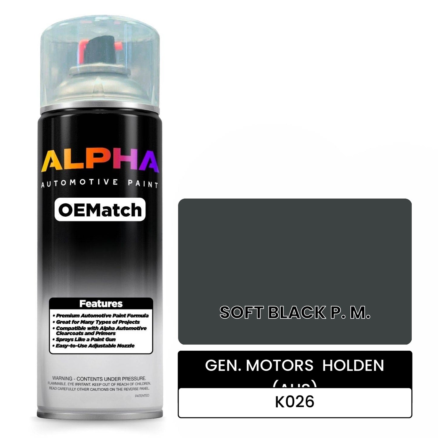 GEN. MOTORS  HOLDEN (AUS) SOFT BLACK P. M. K026 OEMatch Spraycan