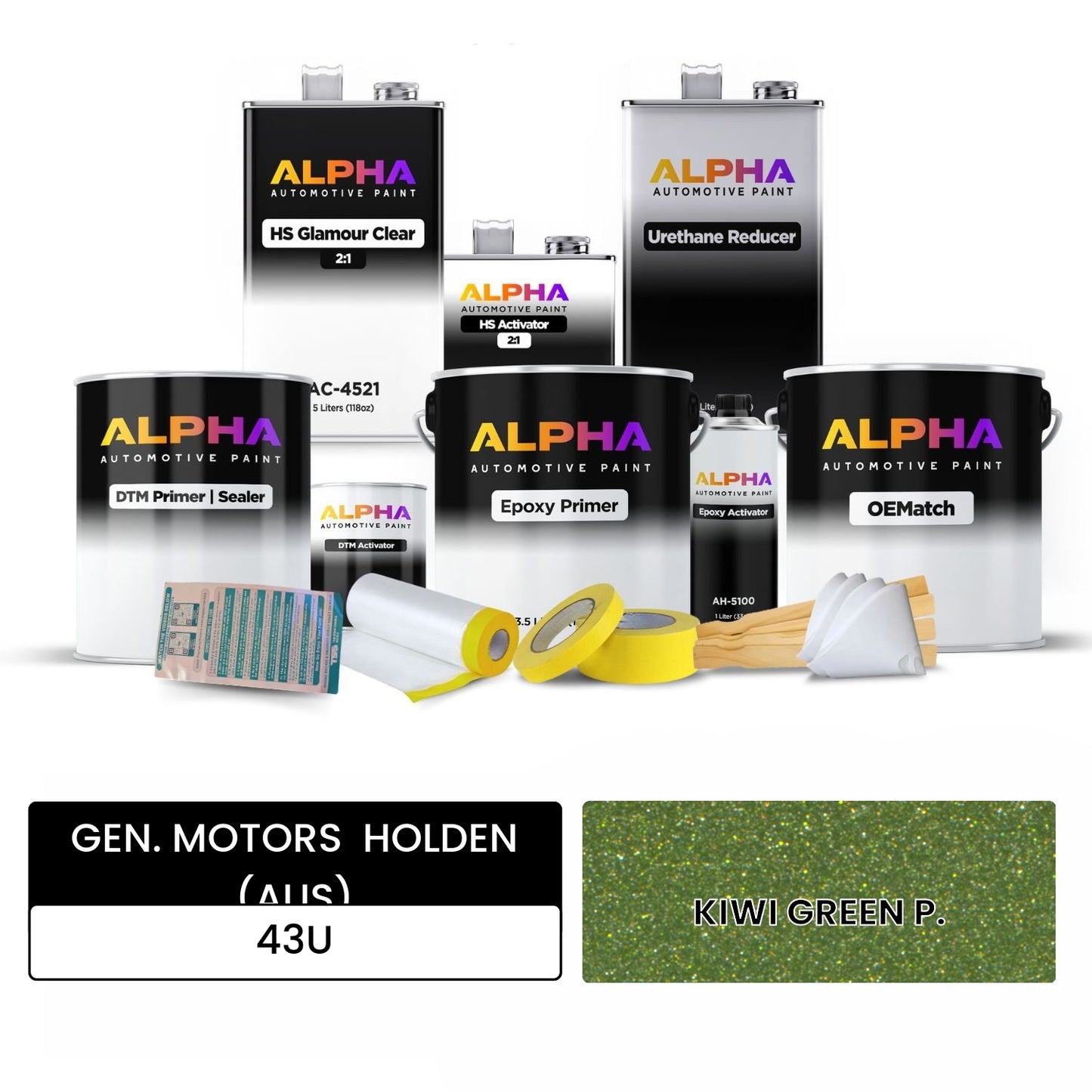 GEN. MOTORS  HOLDEN (AUS) KIWI GREEN P.  43U OEMatch Vehicle Paint Kit