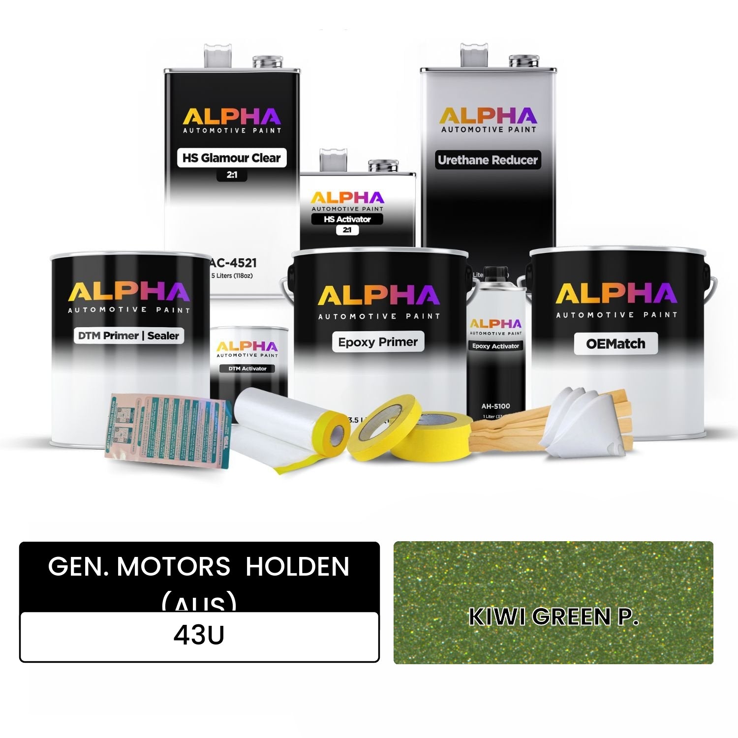 GEN. MOTORS  HOLDEN (AUS) KIWI GREEN P.  43U OEMatch Vehicle Paint Kit