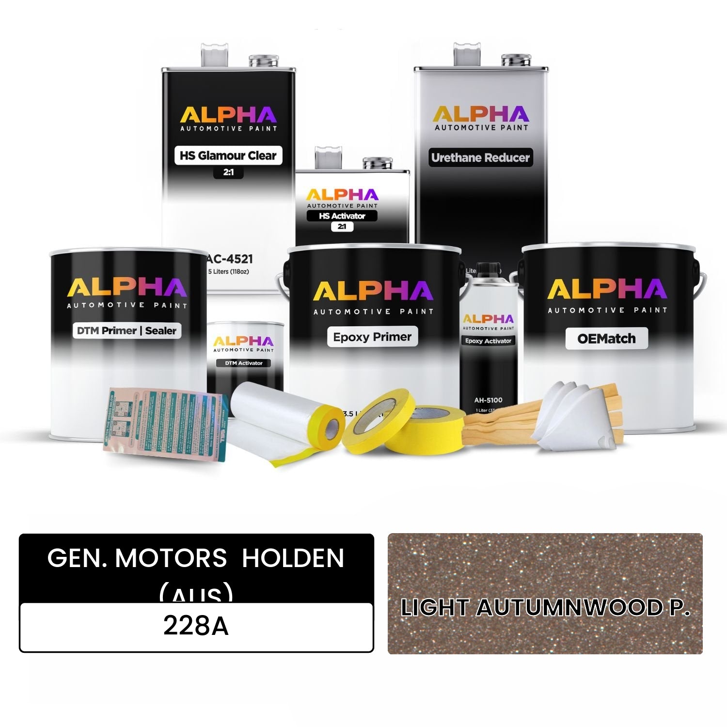 GEN. MOTORS  HOLDEN (AUS) LIGHT AUTUMNWOOD P. 228A OEMatch Vehicle Paint Kit