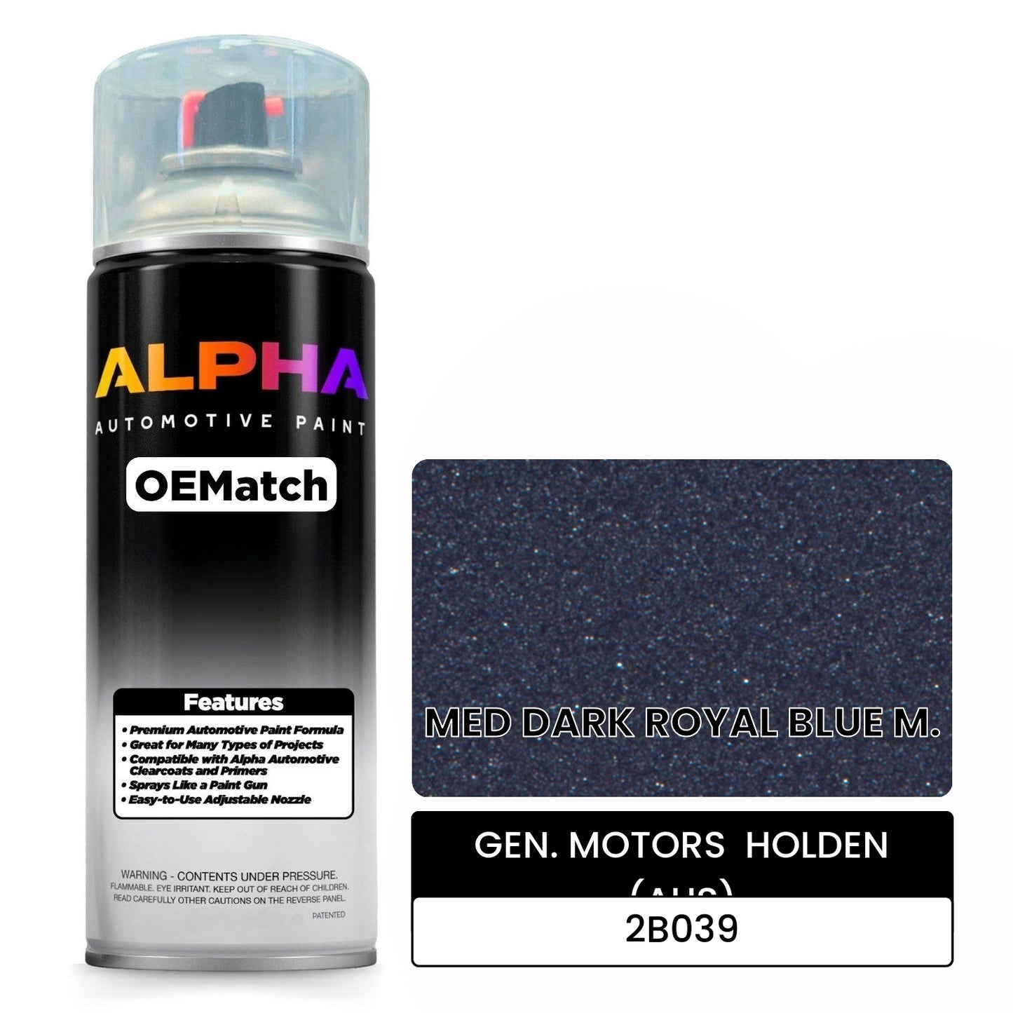GEN. MOTORS  HOLDEN (AUS) MED DARK ROYAL BLUE M. 2B039 OEMatch Spraycan