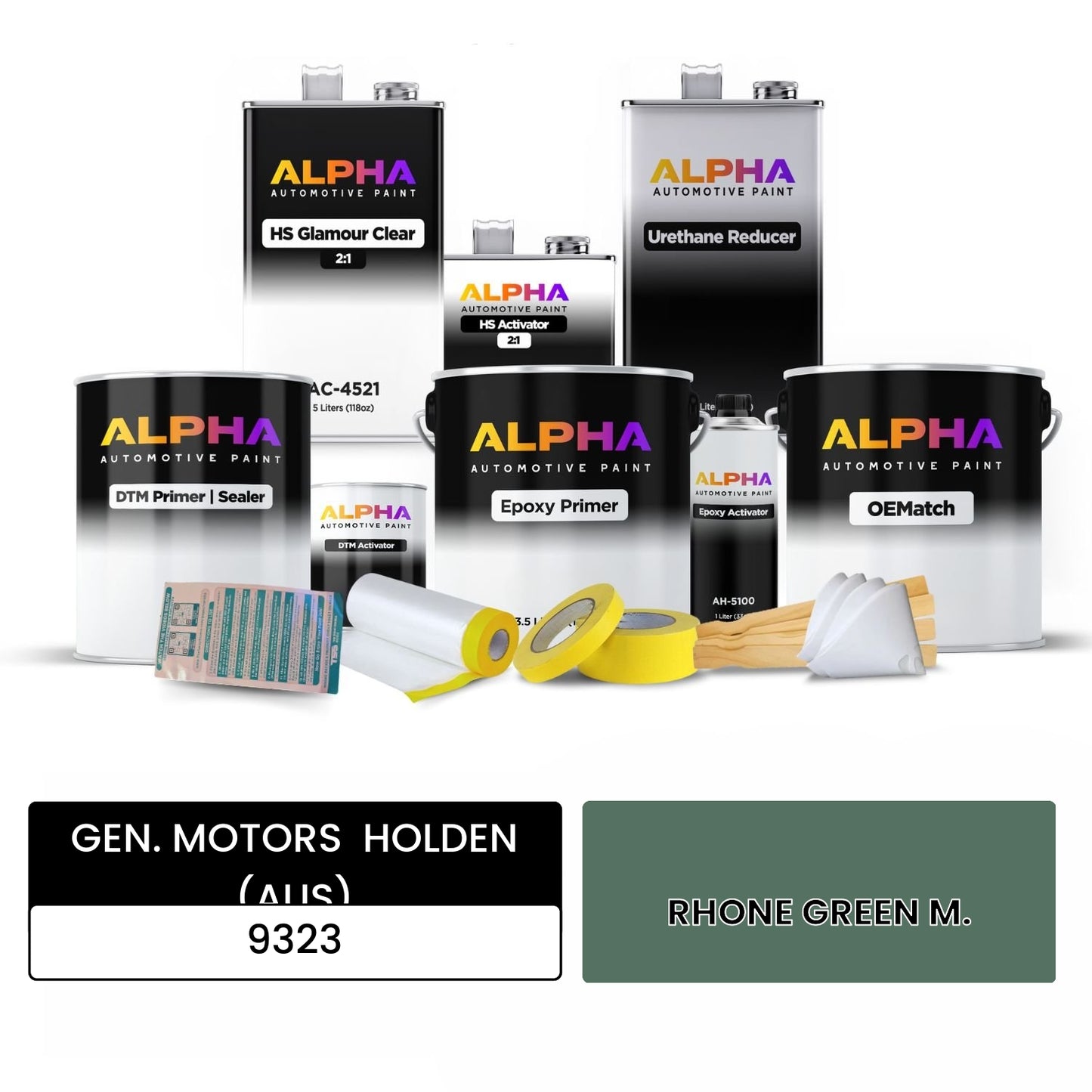 GEN. MOTORS  HOLDEN (AUS) RHONE GREEN M. 9323 OEMatch Vehicle Paint Kit