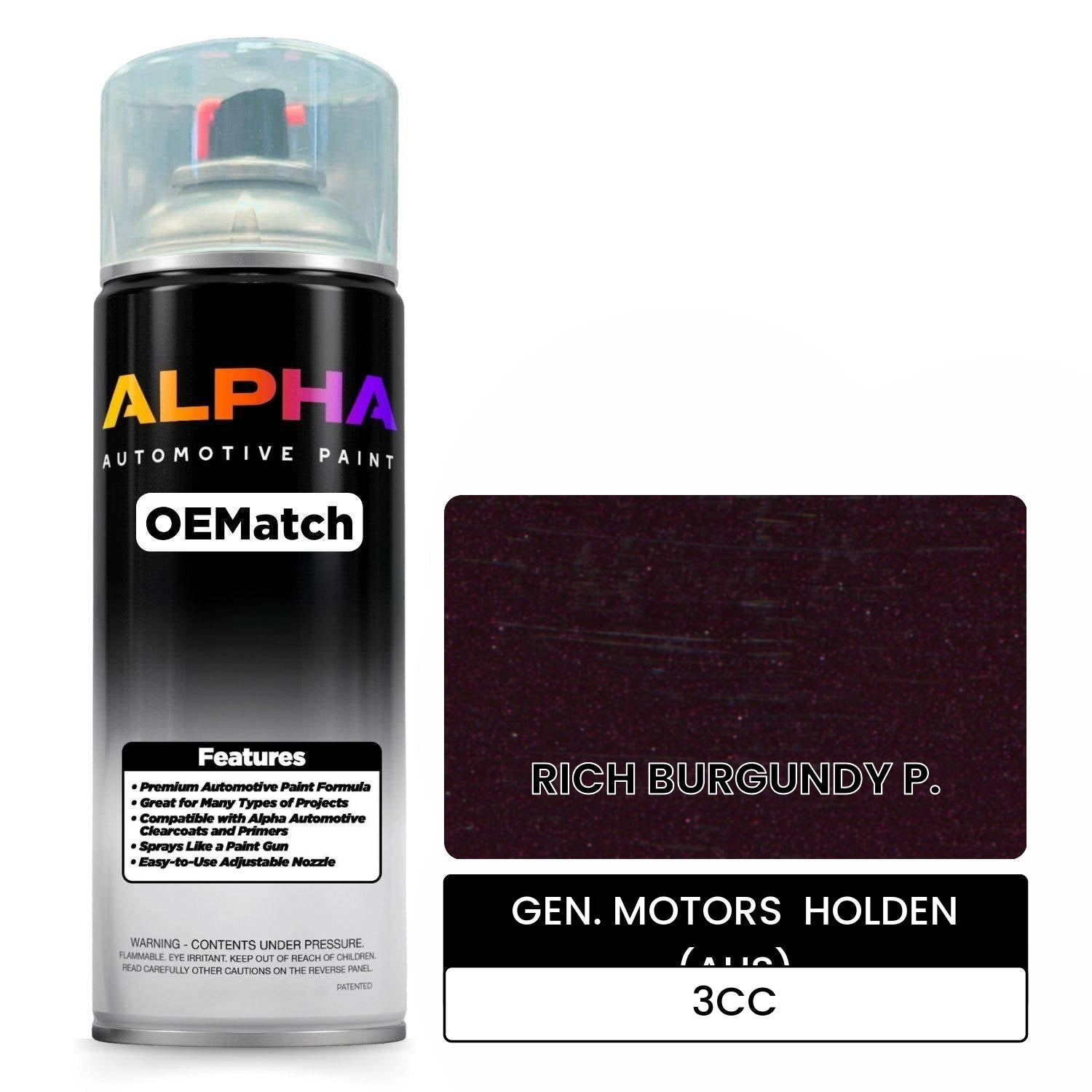 GEN. MOTORS  HOLDEN (AUS) RICH BURGUNDY P. 3CC OEMatch Spraycan