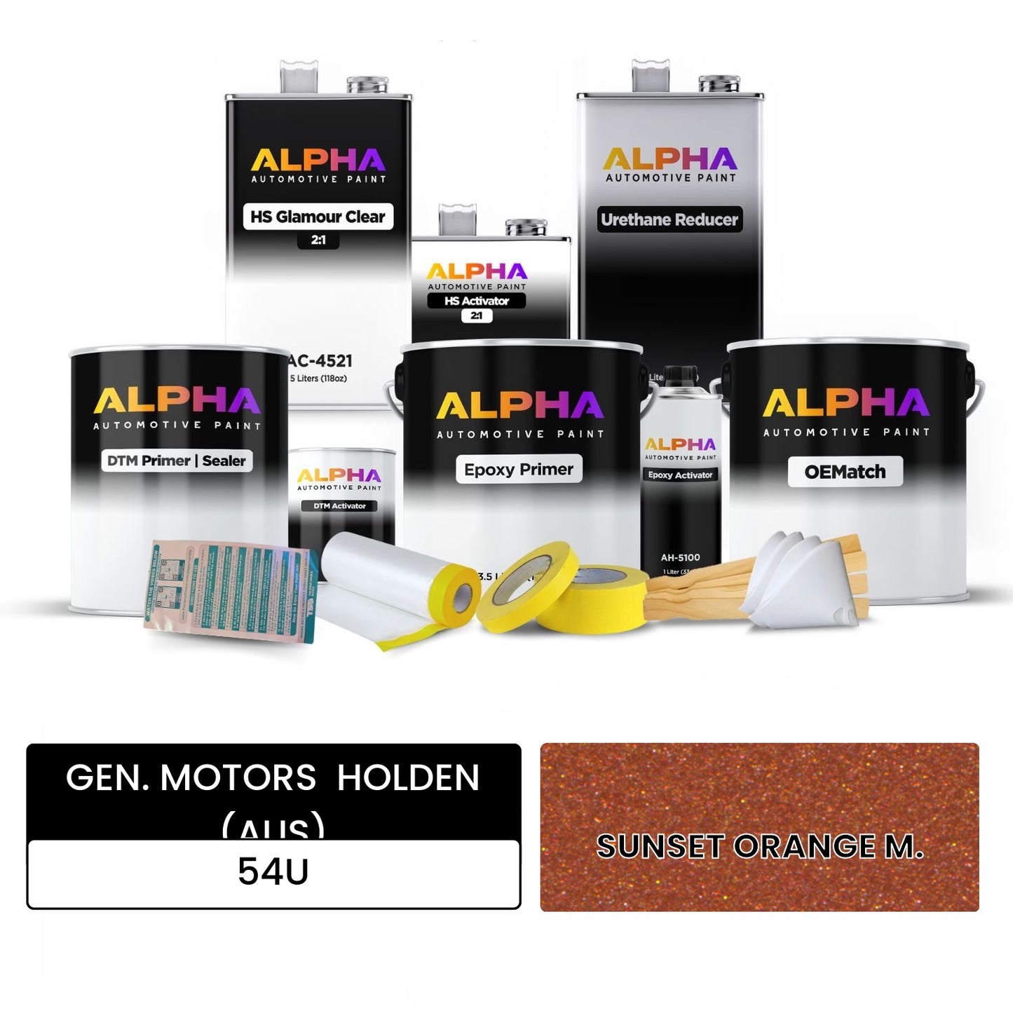 GEN. MOTORS  HOLDEN (AUS) SUNSET ORANGE M. 54U OEMatch Vehicle Paint Kit