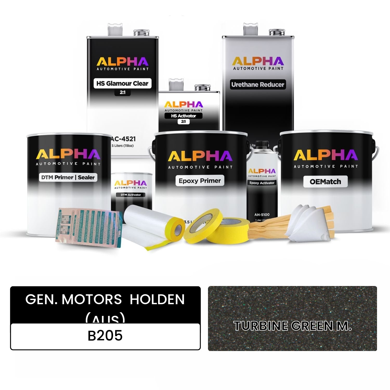 GEN. MOTORS  HOLDEN (AUS) TURBINE GREEN M. B205 OEMatch Vehicle Paint Kit
