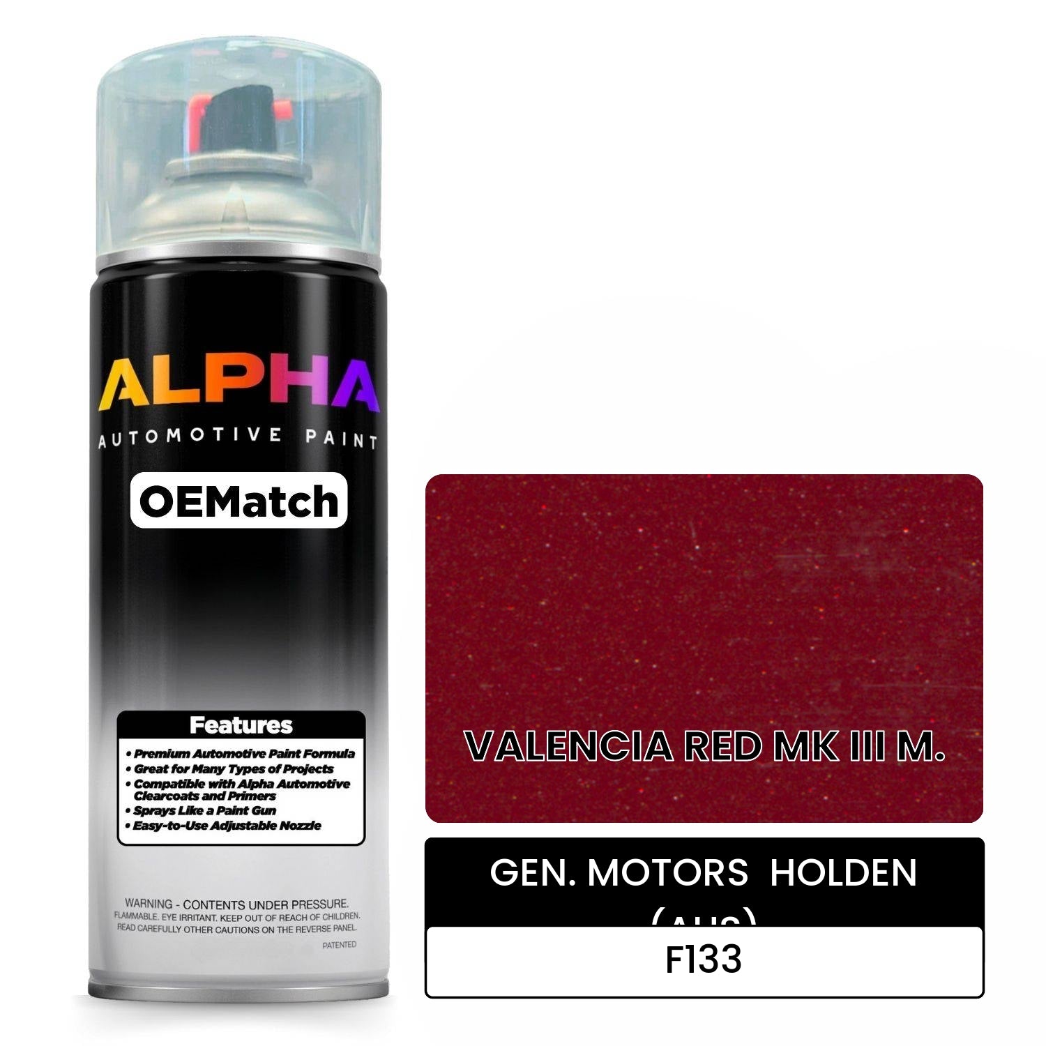 GEN. MOTORS  HOLDEN (AUS) VALENCIA RED MK III M. F133 OEMatch Spraycan