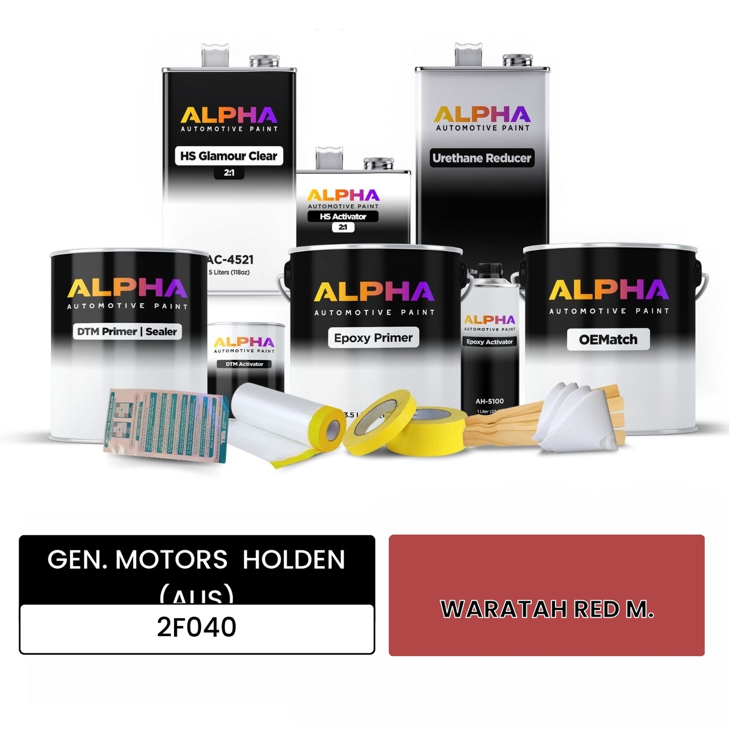 GEN. MOTORS  HOLDEN (AUS) WARATAH RED M. 2F040 OEMatch Vehicle Paint Kit