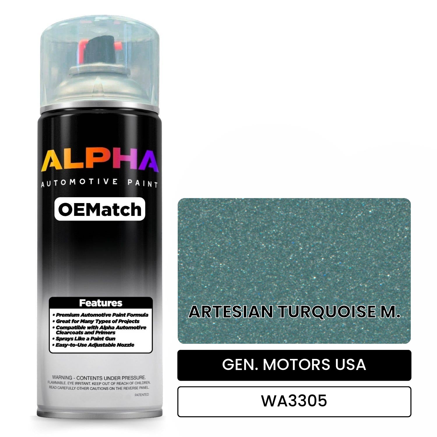 GEN. MOTORS USA ARTESIAN TURQUOISE M. WA3305 OEMatch Spraycan