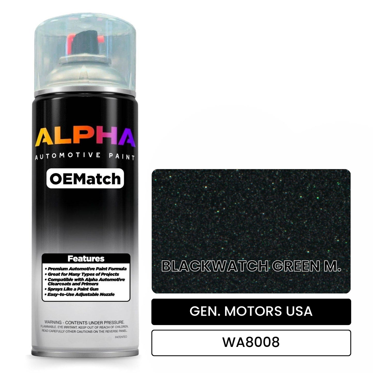 GEN. MOTORS USA BLACKWATCH GREEN M. WA8008 OEMatch Spraycan