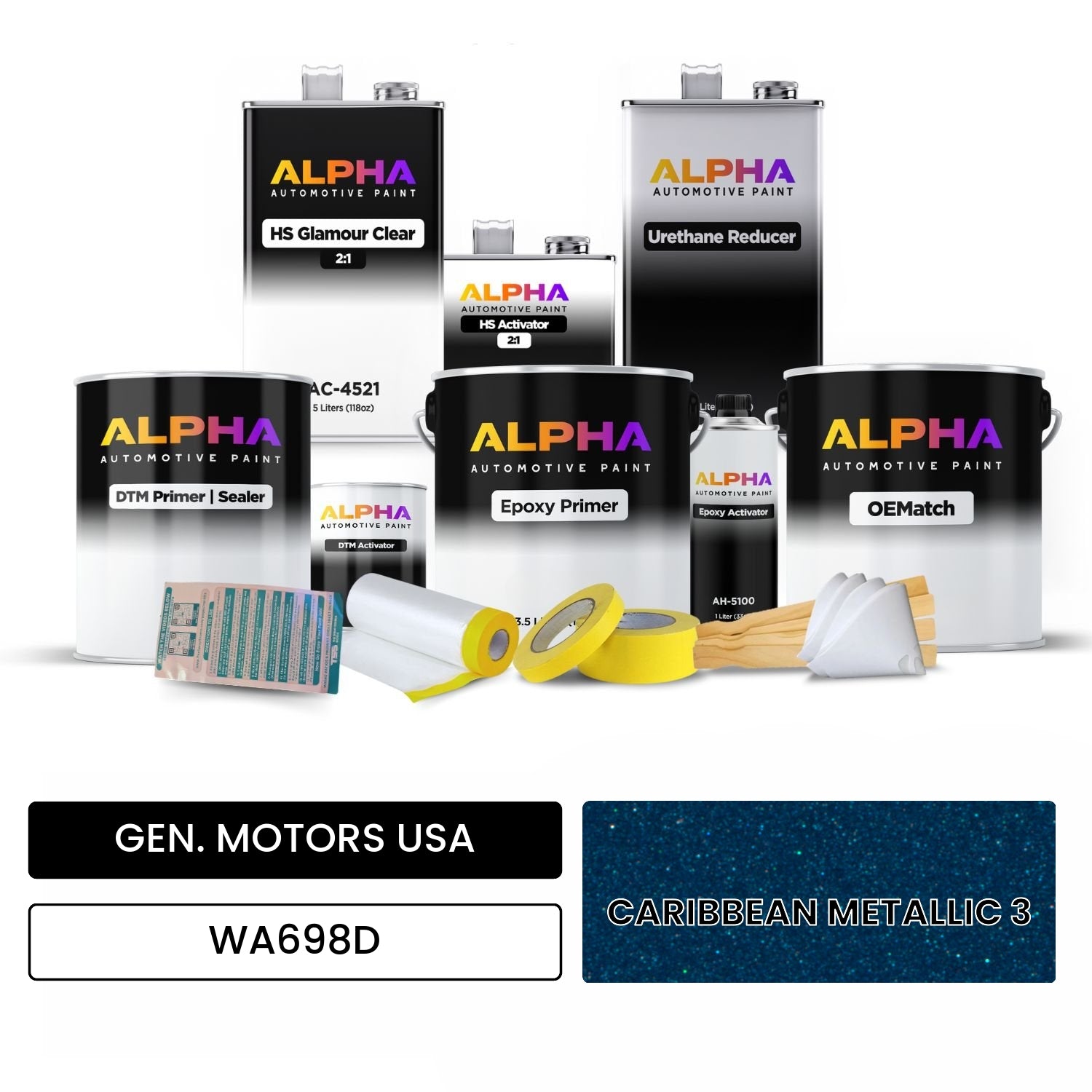 GEN. MOTORS USA CARIBBEAN METALLIC 3 WA698D OEMatch Vehicle Paint Kit