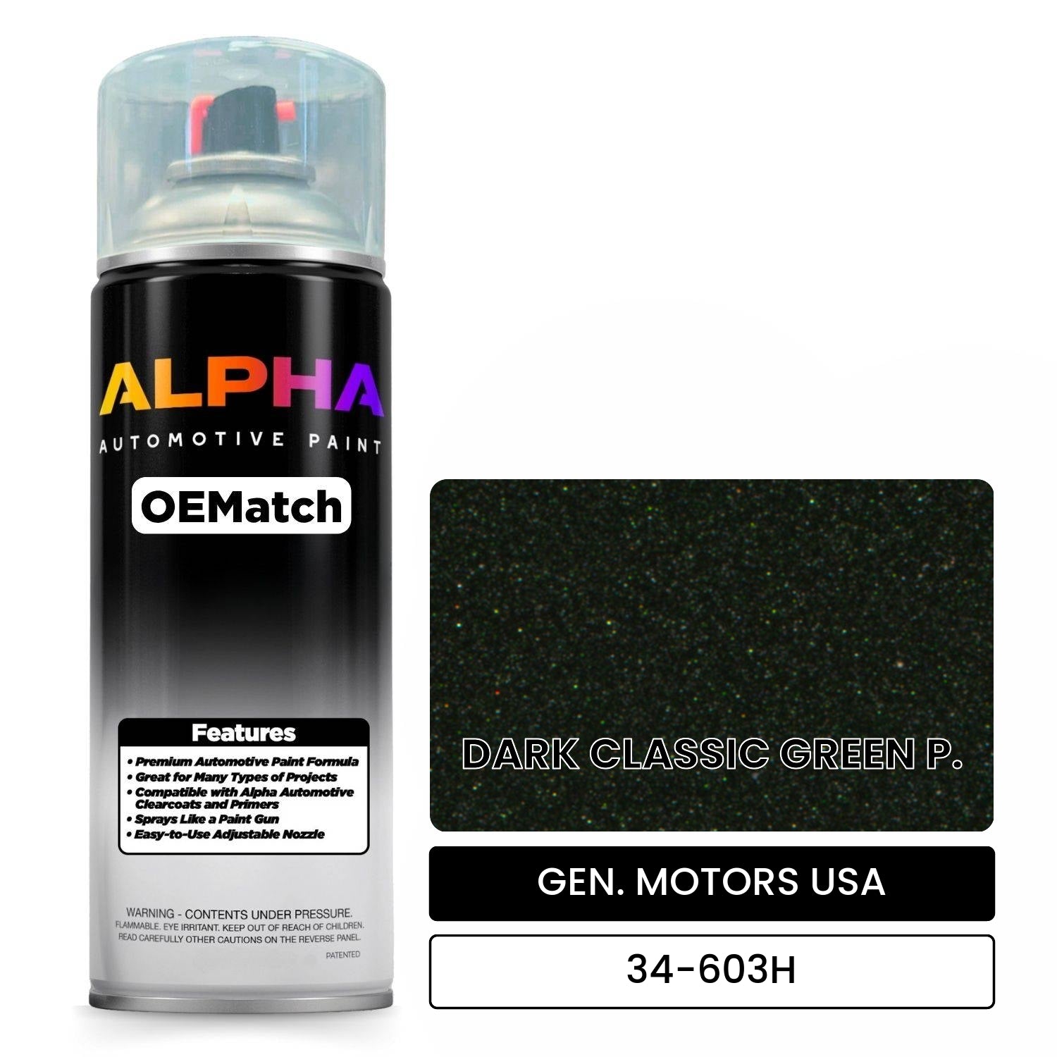 GEN. MOTORS USA DARK CLASSIC GREEN P. 34-603H OEMatch Spraycan