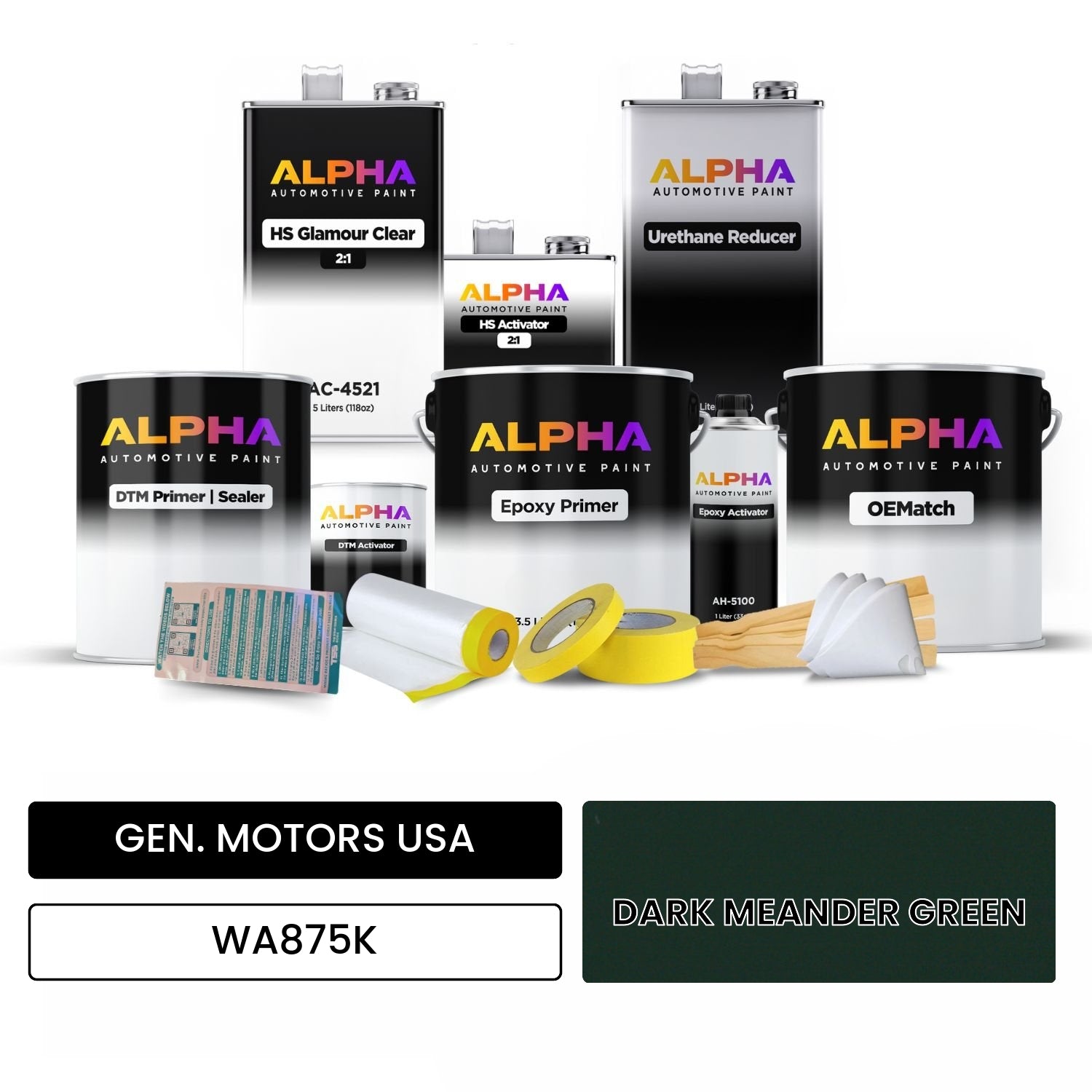 GEN. MOTORS USA DARK MEANDER GREEN WA875K OEMatch Vehicle Paint Kit
