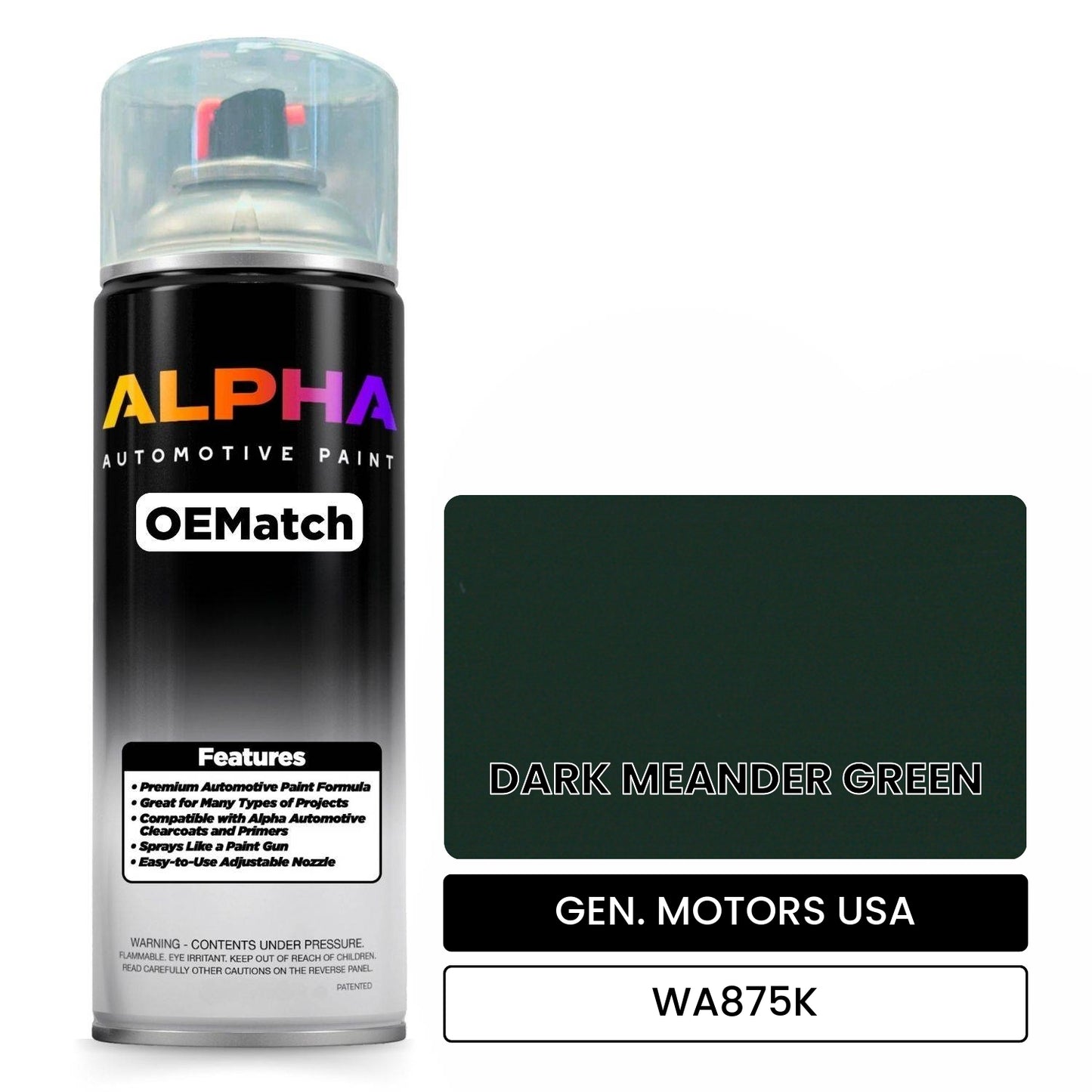 GEN. MOTORS USA DARK MEANDER GREEN WA875K OEMatch Spraycan