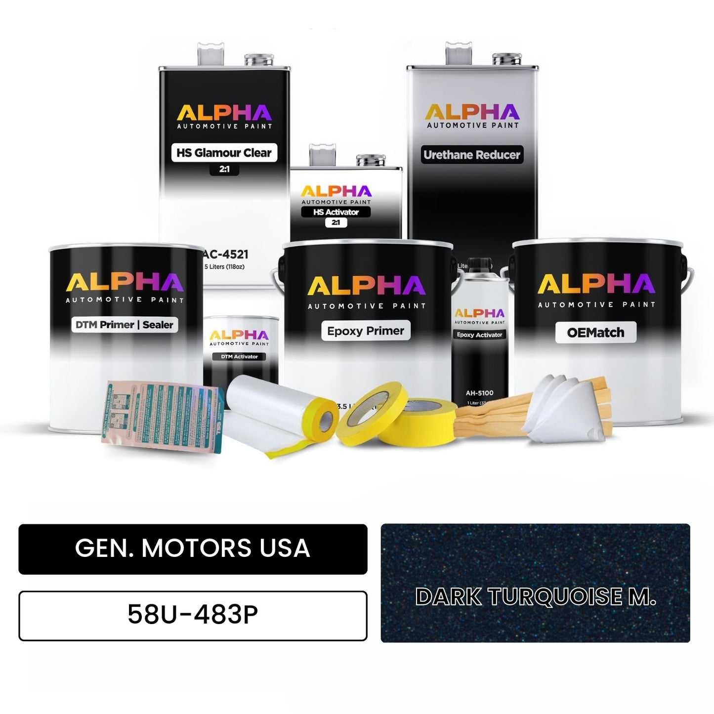 GEN. MOTORS USA DARK TURQUOISE M. 58U-483P OEMatch Vehicle Paint Kit
