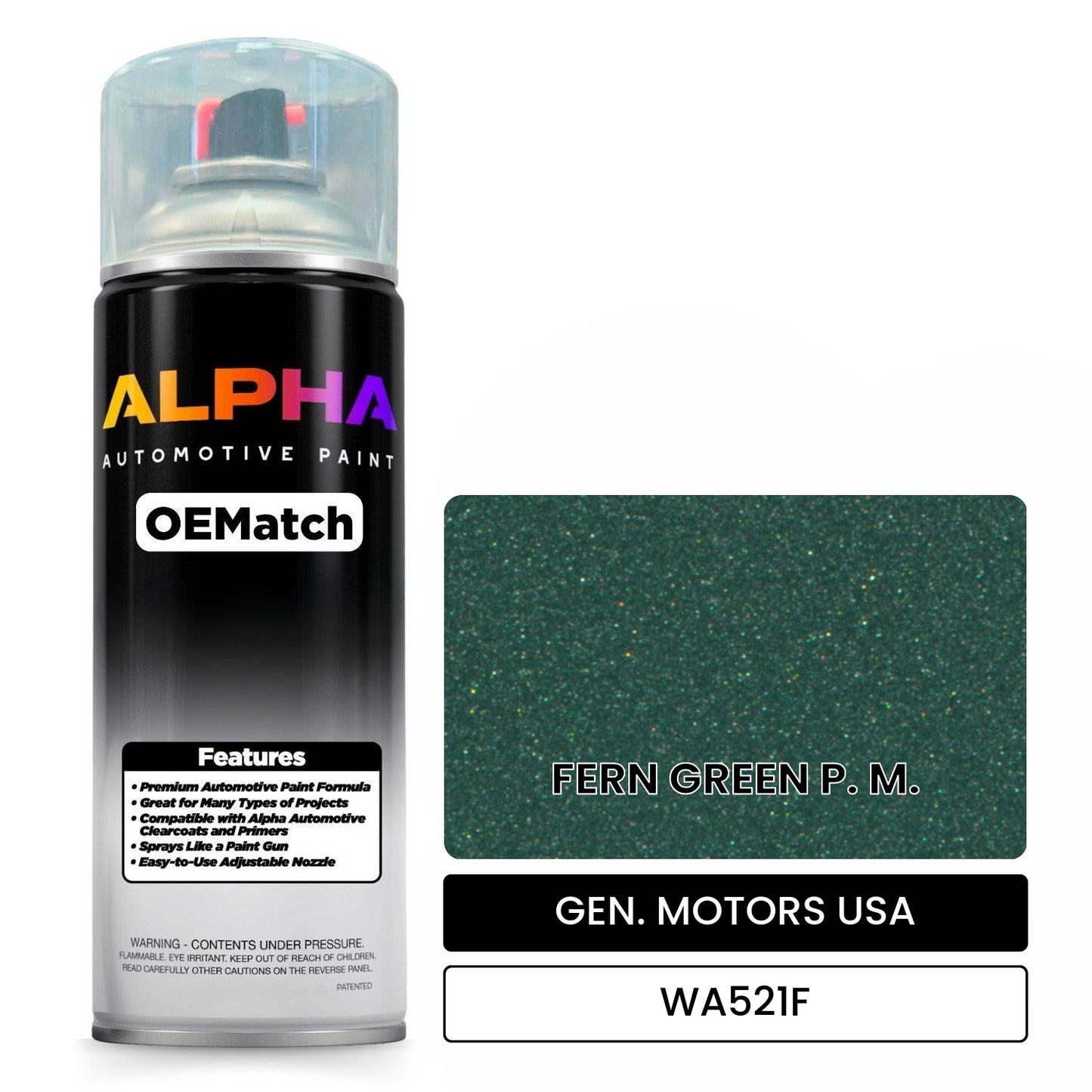 GEN. MOTORS USA FERN GREEN P. M. WA521F OEMatch Spraycan