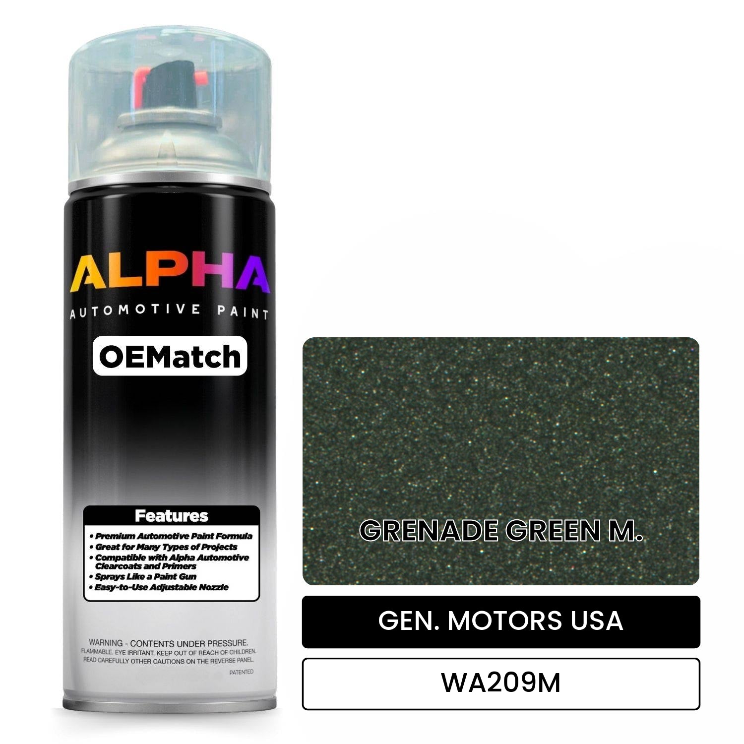 GEN. MOTORS USA GRENADE GREEN M. WA209M OEMatch Spraycan