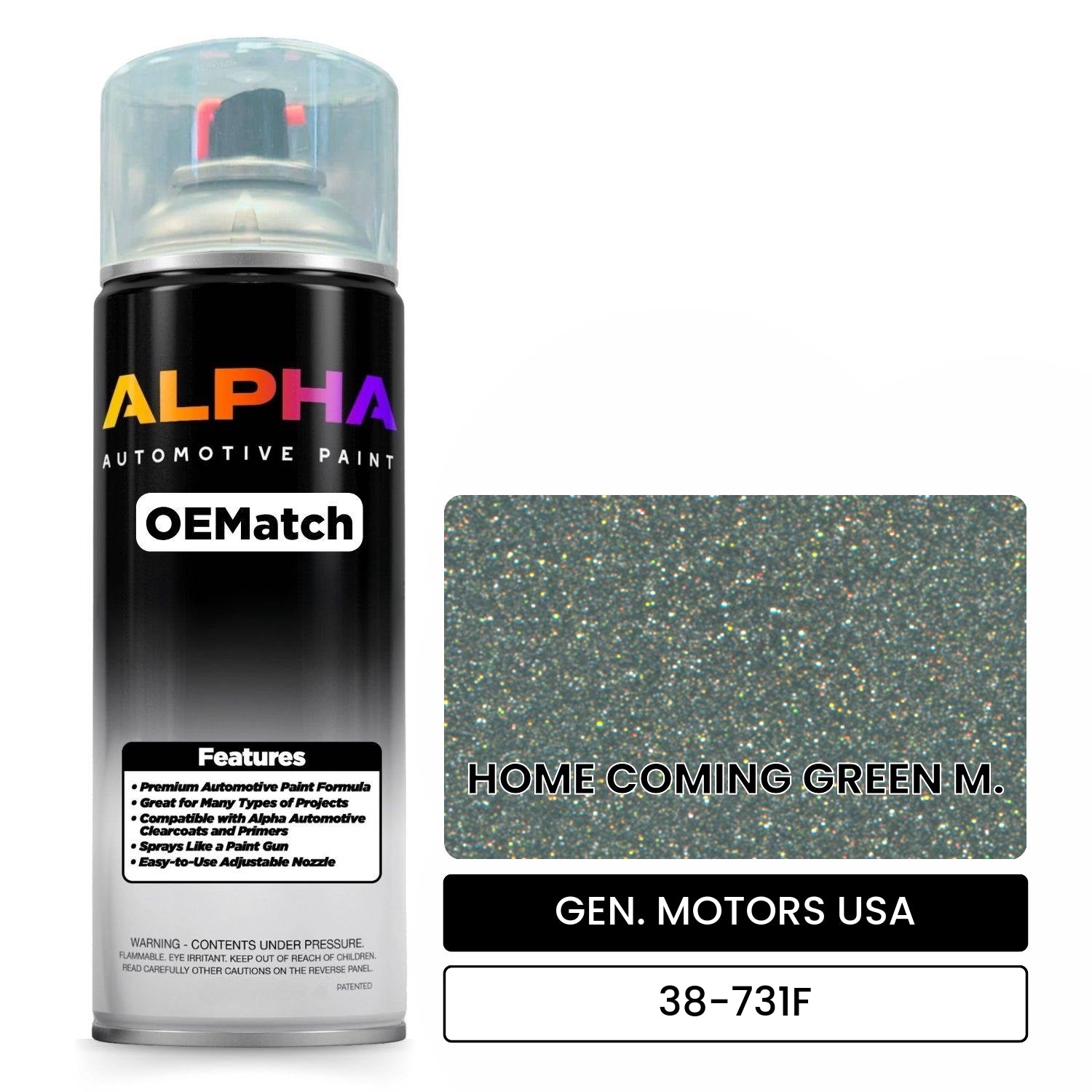 GEN. MOTORS USA HOME COMING GREEN M. 38-731F OEMatch Spraycan