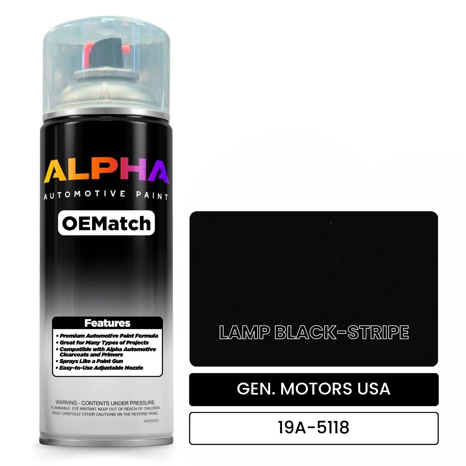 GEN. MOTORS USA LAMP BLACK-STRIPE 19A-5118 OEMatch Spraycan
