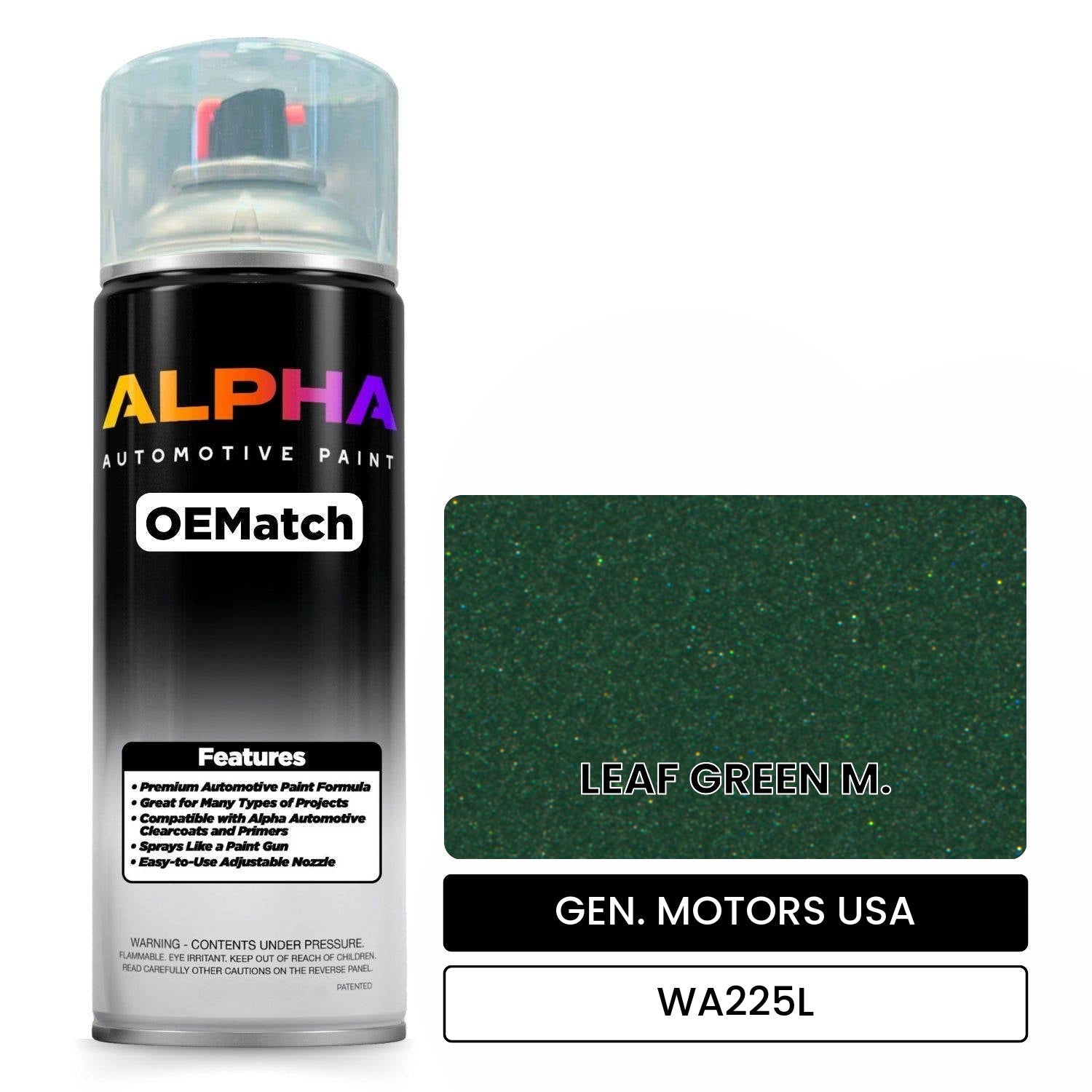 GEN. MOTORS USA LEAF GREEN M. WA225L OEMatch Spraycan