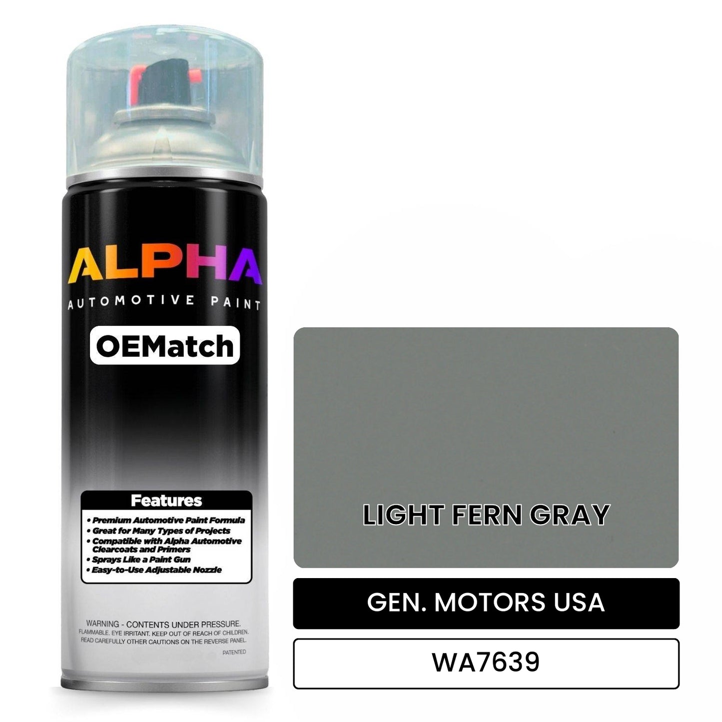 GEN. MOTORS USA LIGHT FERN GRAY WA7639 OEMatch Spraycan