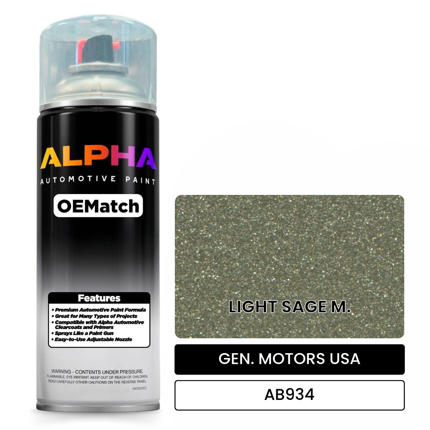 GEN. MOTORS USA LIGHT SAGE M. AB934 OEMatch Spraycan