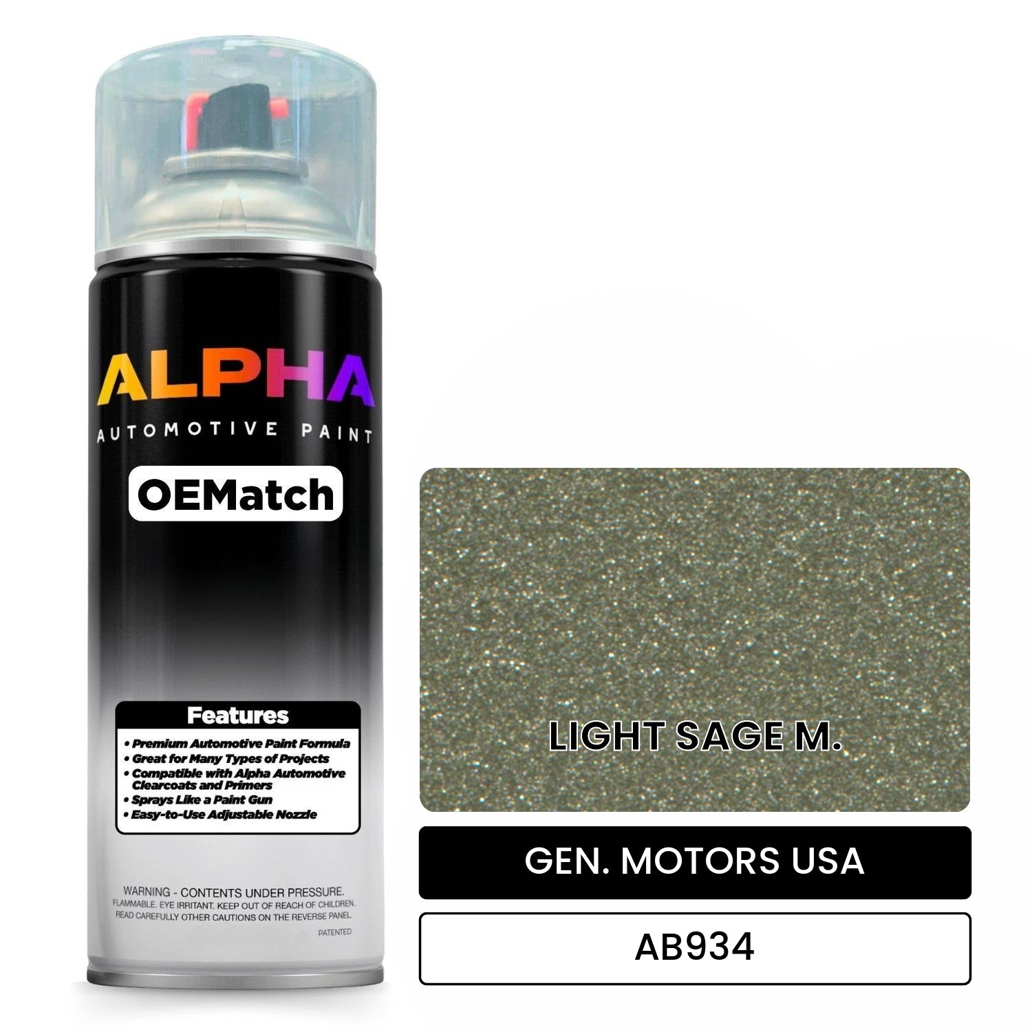 GEN. MOTORS USA LIGHT SAGE M. AB934 OEMatch Spraycan