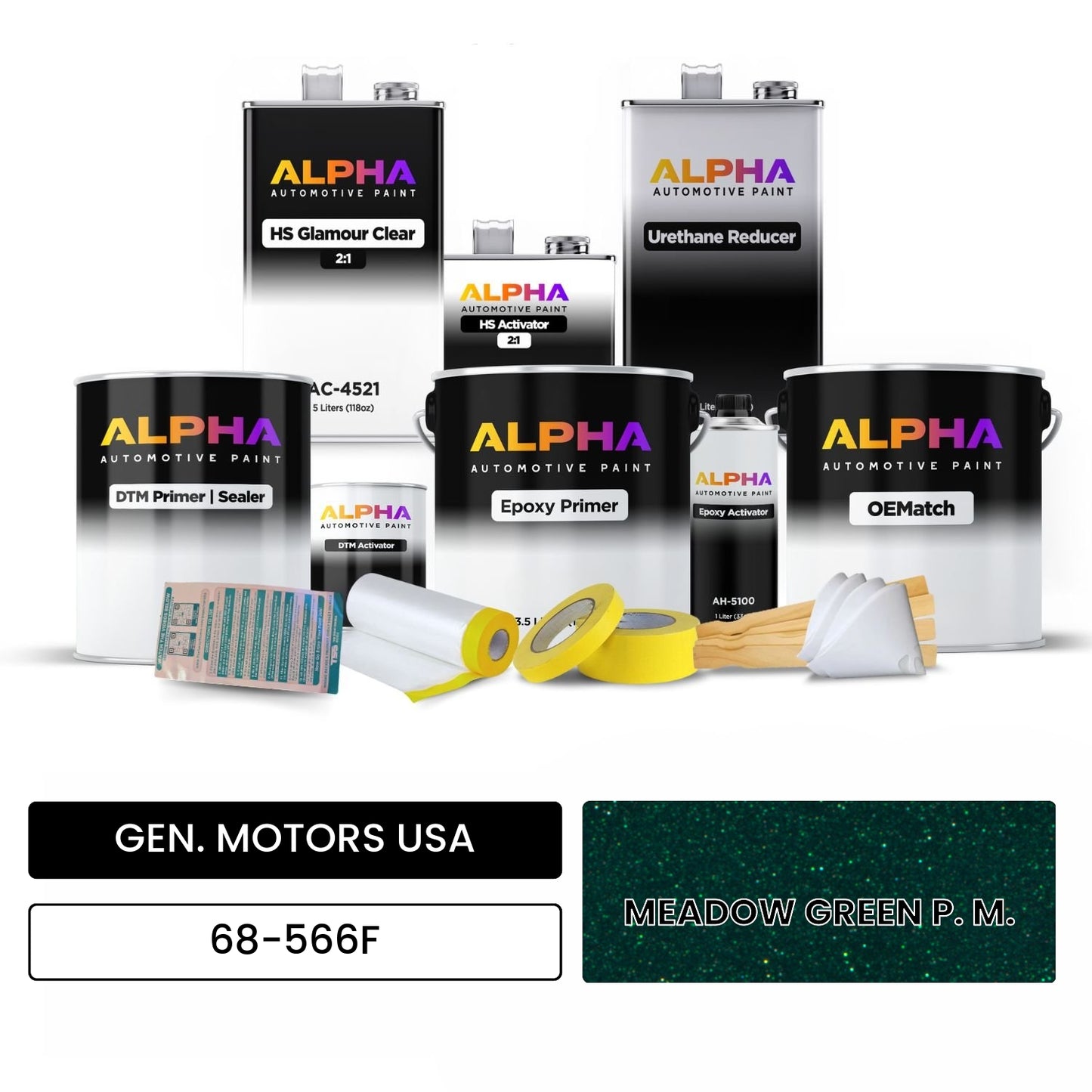 GEN. MOTORS USA MEADOW GREEN P. M. 68-566F OEMatch Vehicle Paint Kit