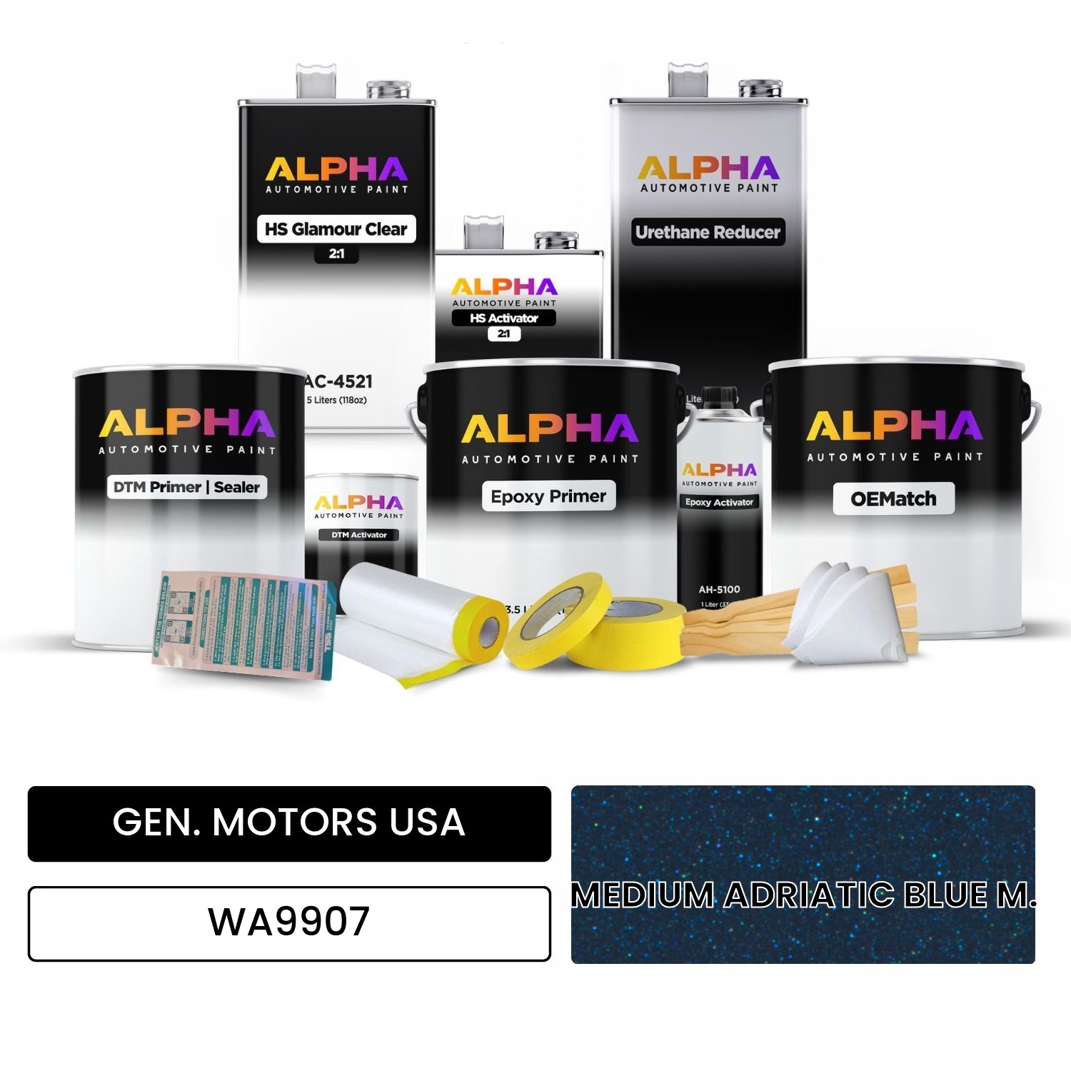 GEN. MOTORS USA MEDIUM ADRIATIC BLUE M. WA9907 OEMatch Vehicle Paint Kit