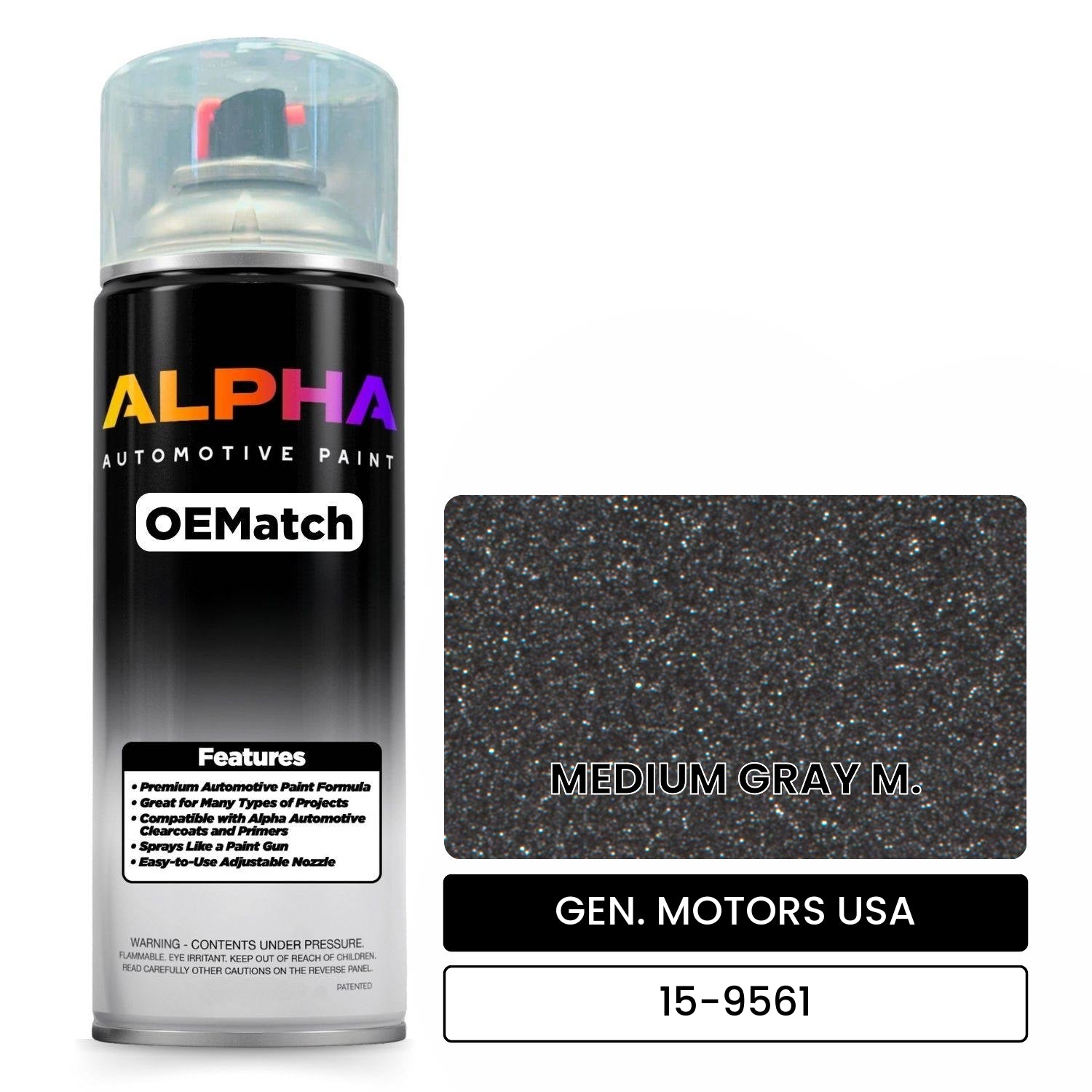 GEN. MOTORS USA MEDIUM GRAY M. 15-9561 OEMatch Spraycan
