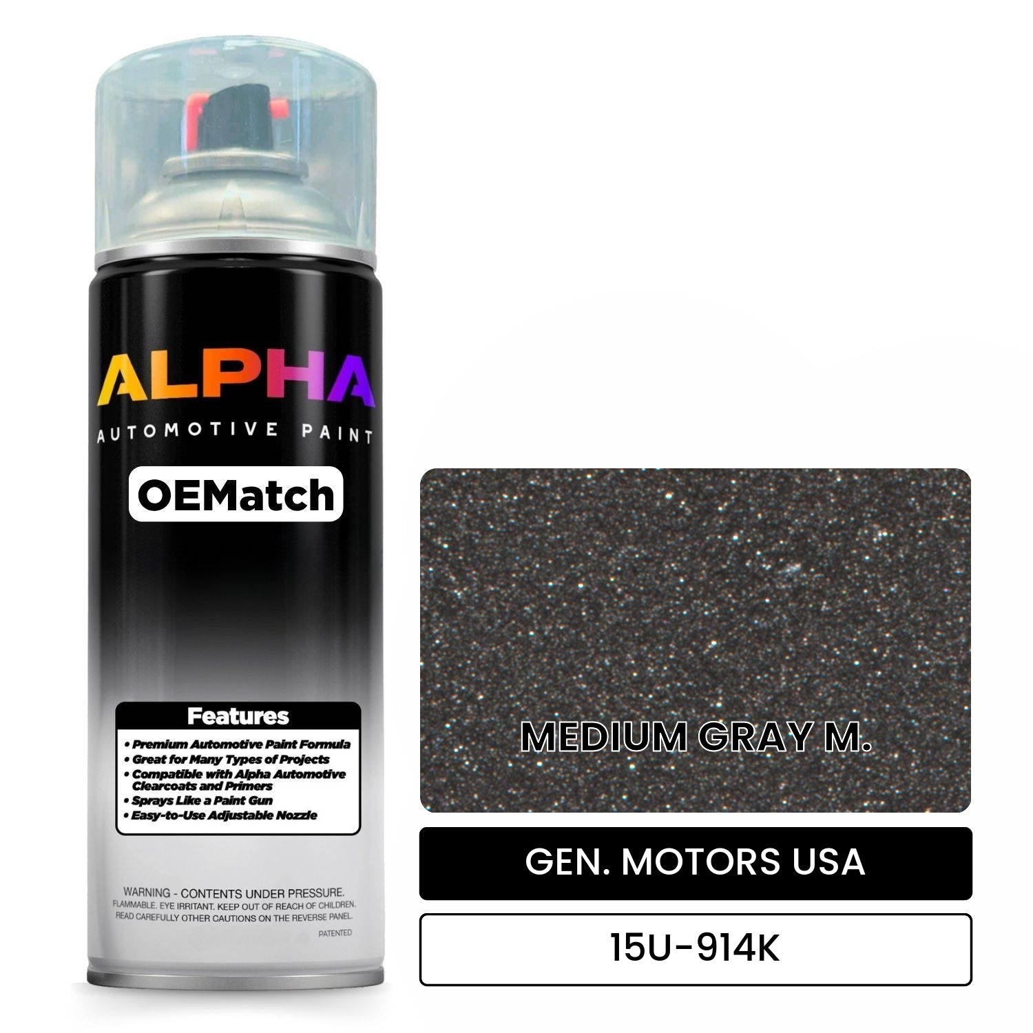 GEN. MOTORS USA MEDIUM GRAY M. 15U-914K OEMatch Spraycan