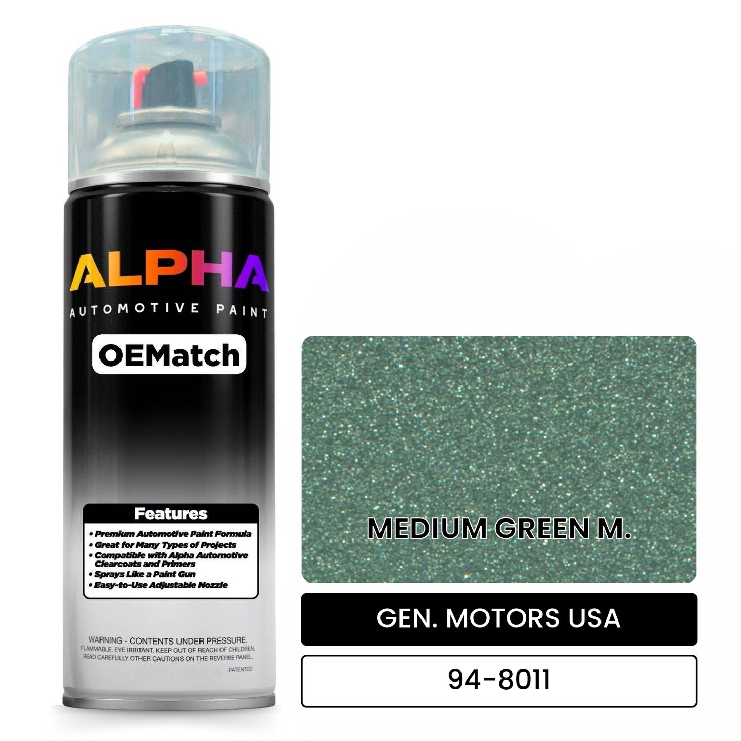 GEN. MOTORS USA MEDIUM GREEN M. 94-8011 OEMatch Spraycan