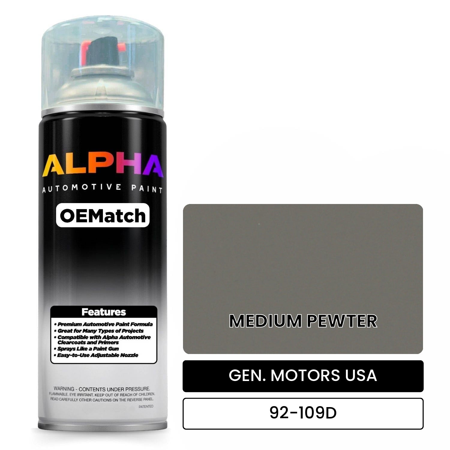 GEN. MOTORS USA MEDIUM PEWTER 92-109D OEMatch Spraycan