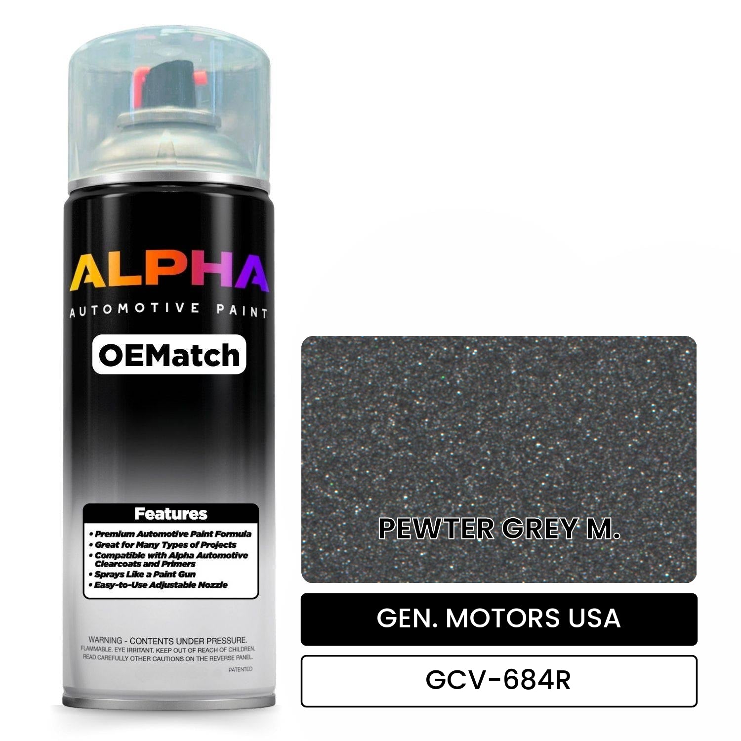 GEN. MOTORS USA PEWTER GREY M. GCV-684R OEMatch Spraycan