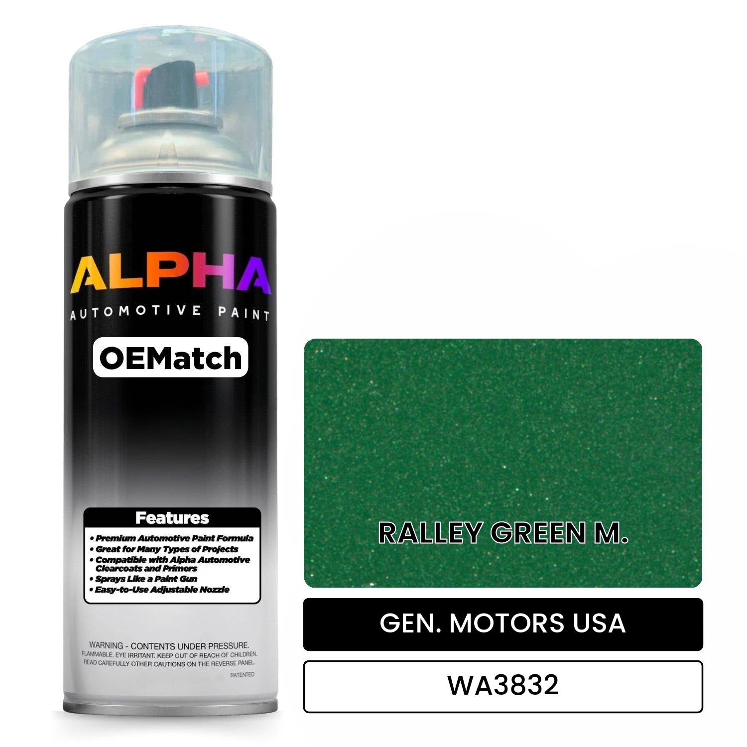 GEN. MOTORS USA RALLEY GREEN M. WA3832 OEMatch Spraycan