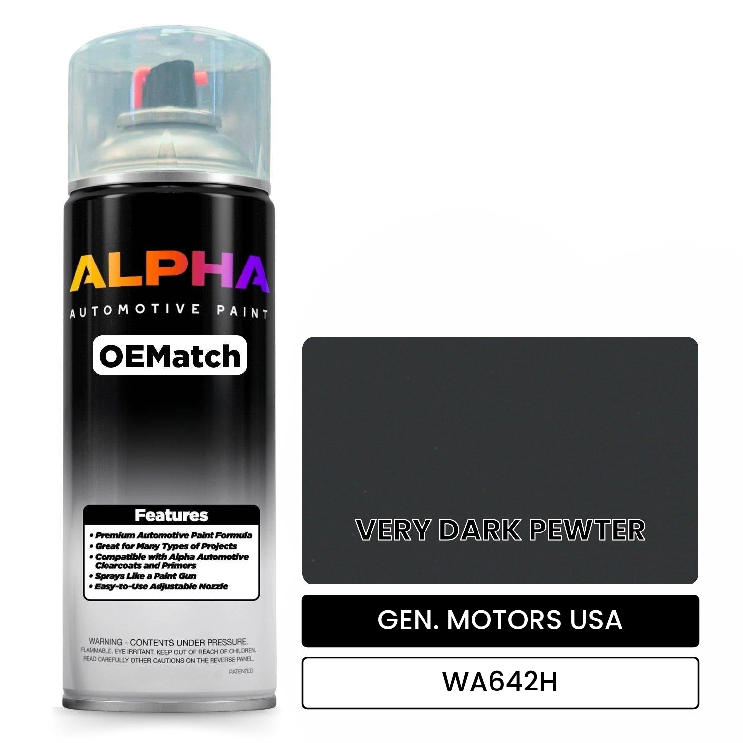 GEN. MOTORS USA VERY DARK PEWTER WA642H OEMatch Spraycan