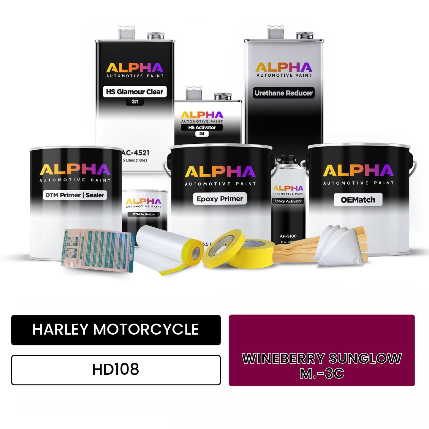HARLEY MOTORCYCLE WINEBERRY SUNGLOW M.-3C HD108 OEMatch Vehicle Paint Kit