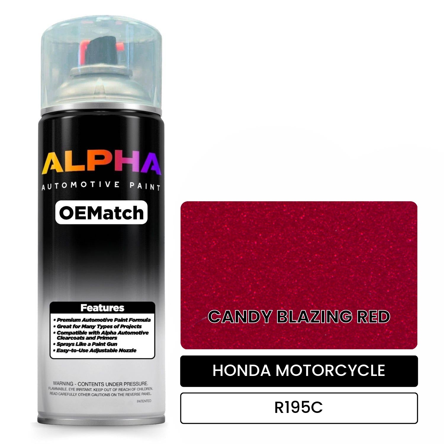 HONDA MOTORCYCLE CANDY BLAZING RED R195C OEMatch Spraycan