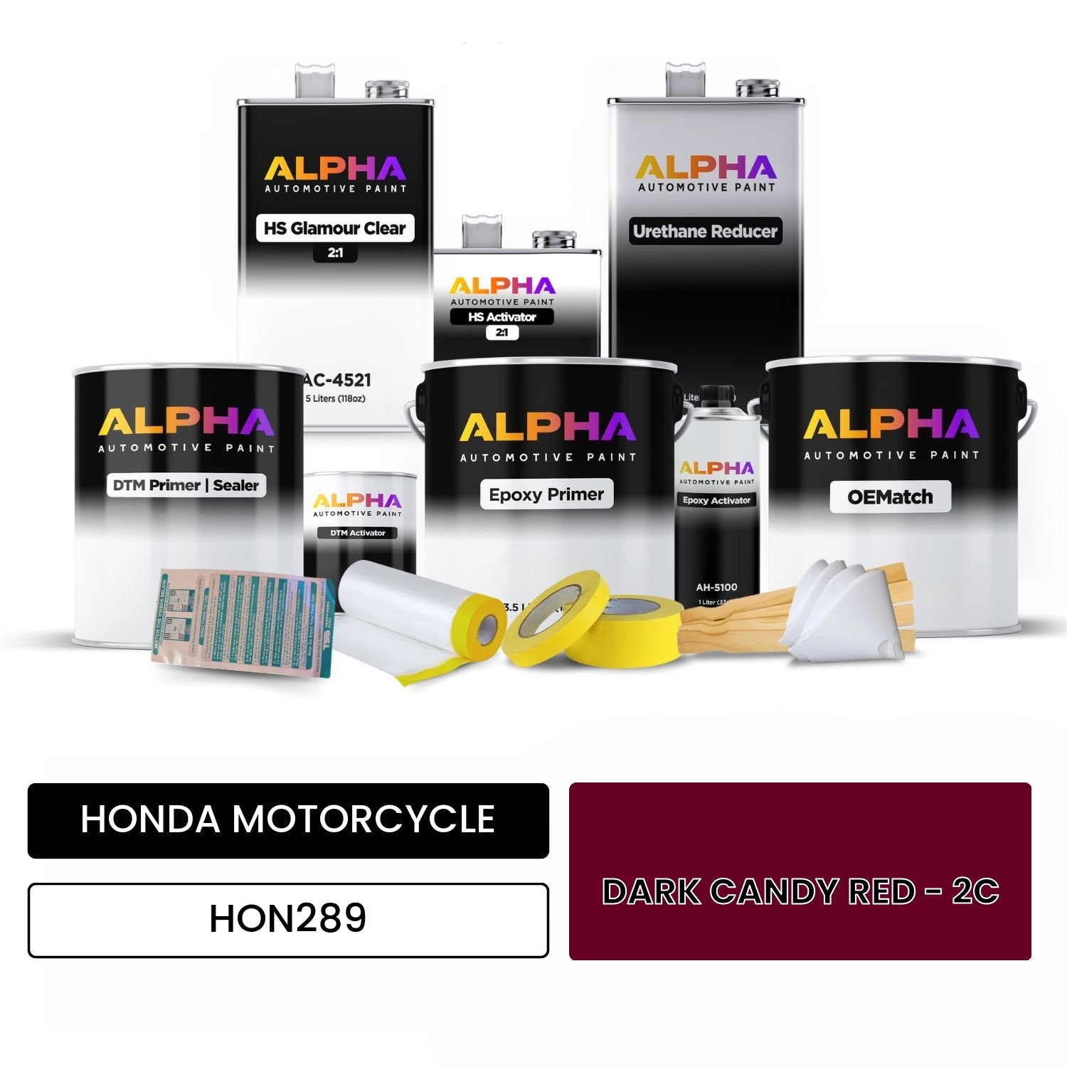 HONDA MOTORCYCLE DARK CANDY RED - 2C HON289 OEMatch Vehicle Paint Kit