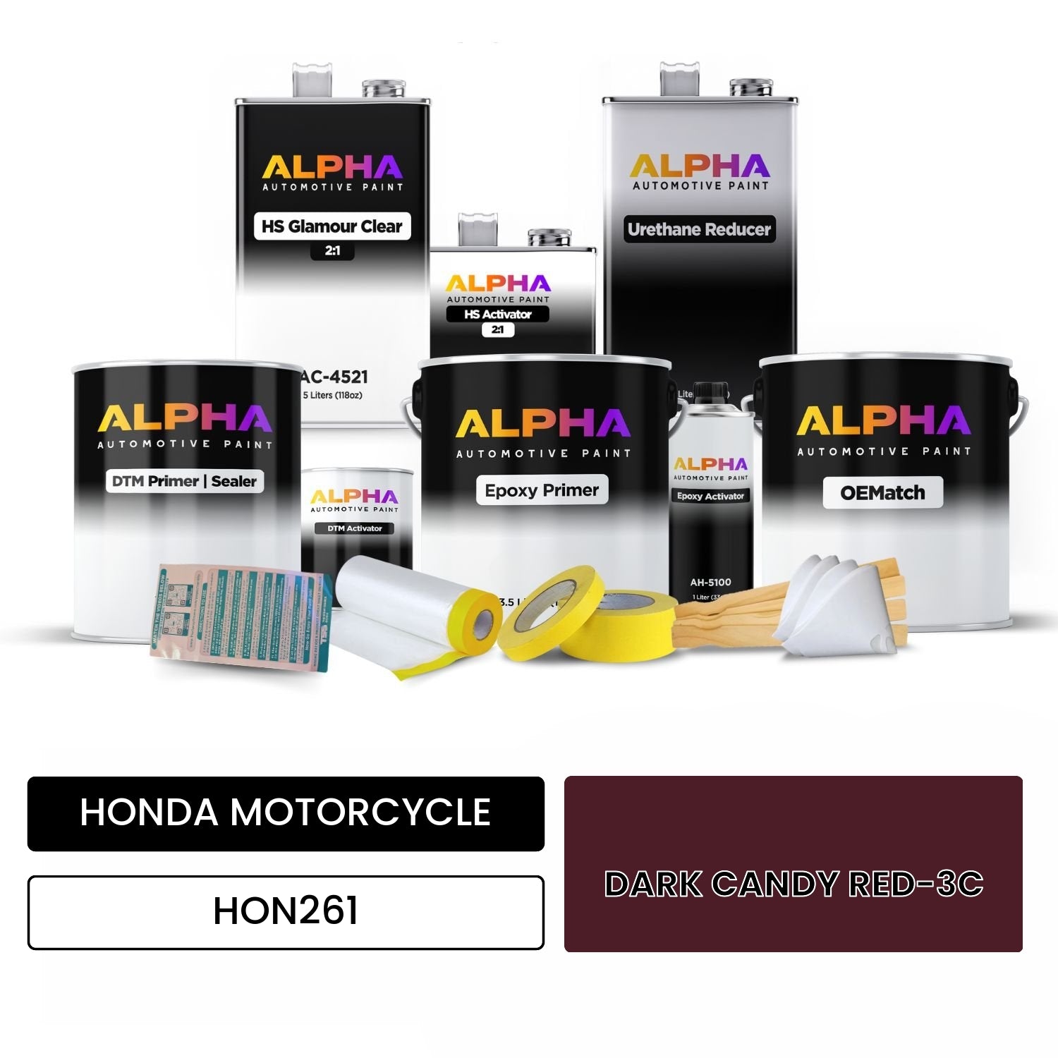 HONDA MOTORCYCLE DARK CANDY RED-3C HON261 OEMatch Vehicle Paint Kit