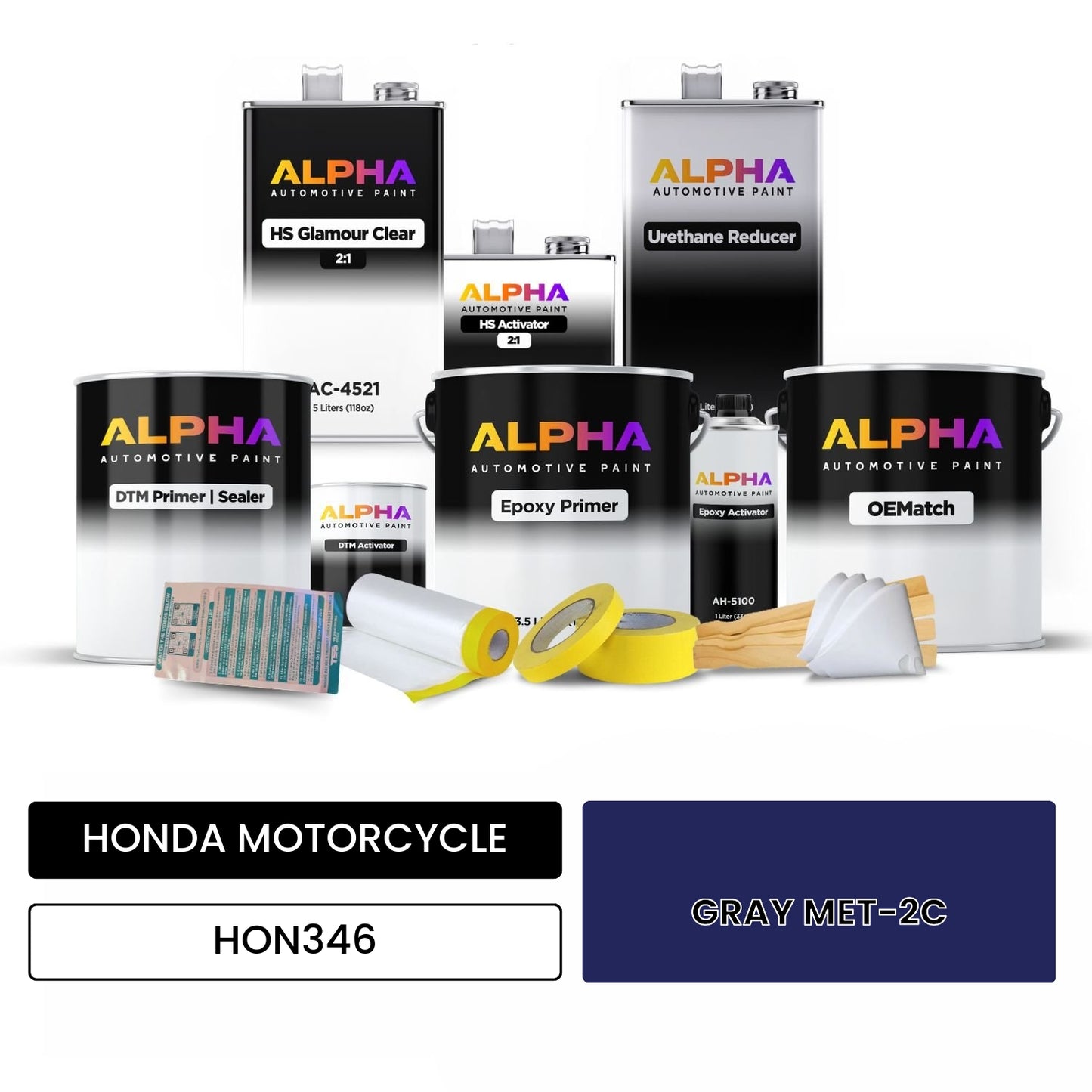 HONDA MOTORCYCLE GRAY MET-2C HON346 OEMatch Vehicle Paint Kit