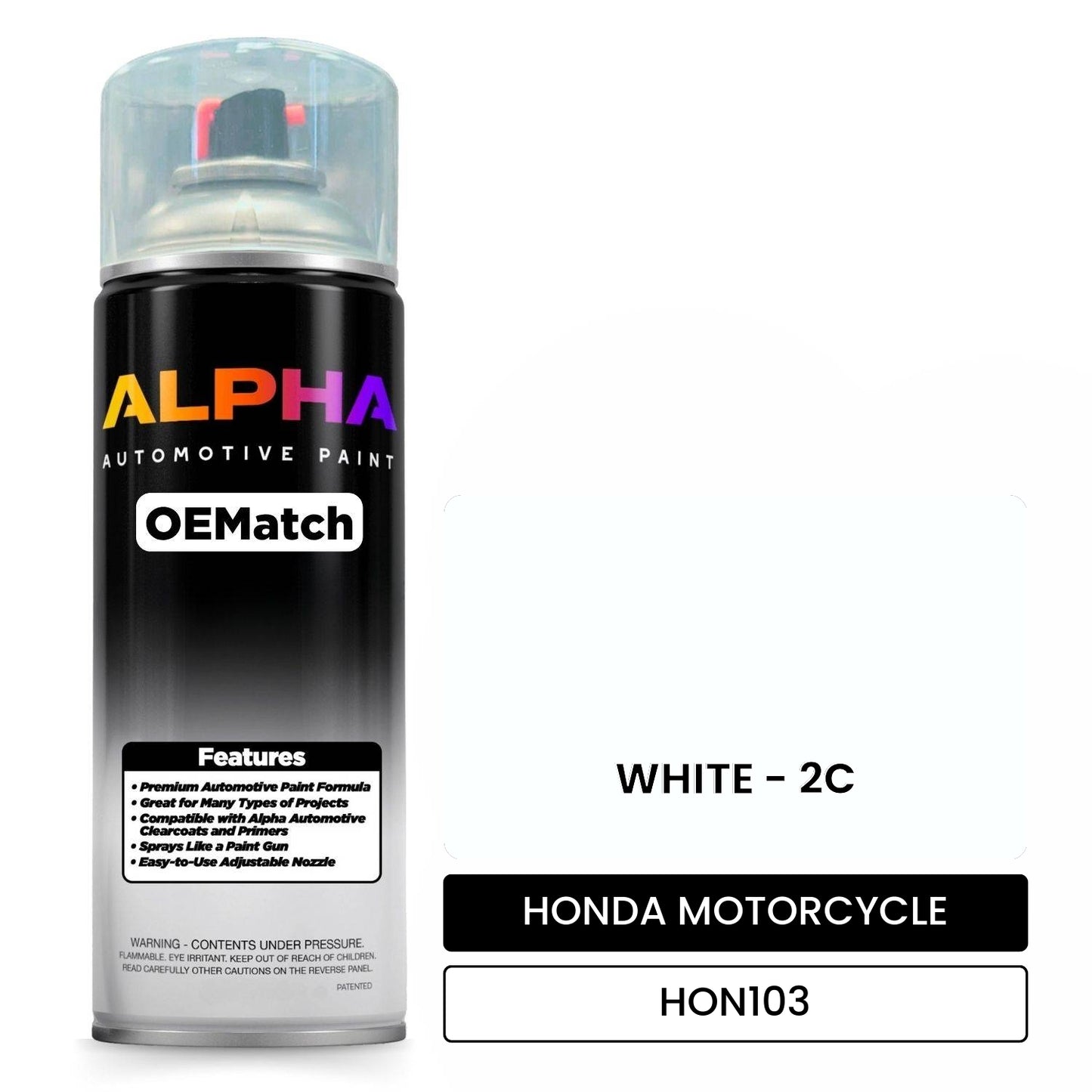 HONDA MOTORCYCLE WHITE - 2C HON103 OEMatch Spraycan