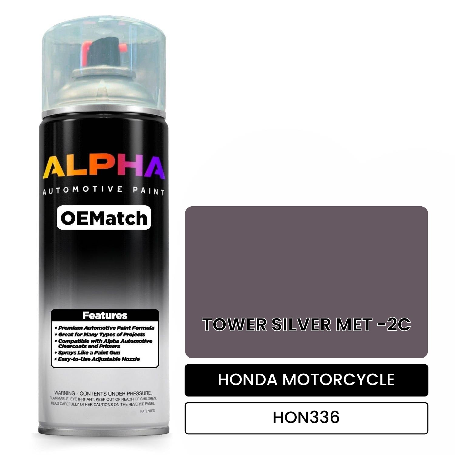 HONDA MOTORCYCLE TOWER SILVER MET -2C HON336 OEMatch Spraycan