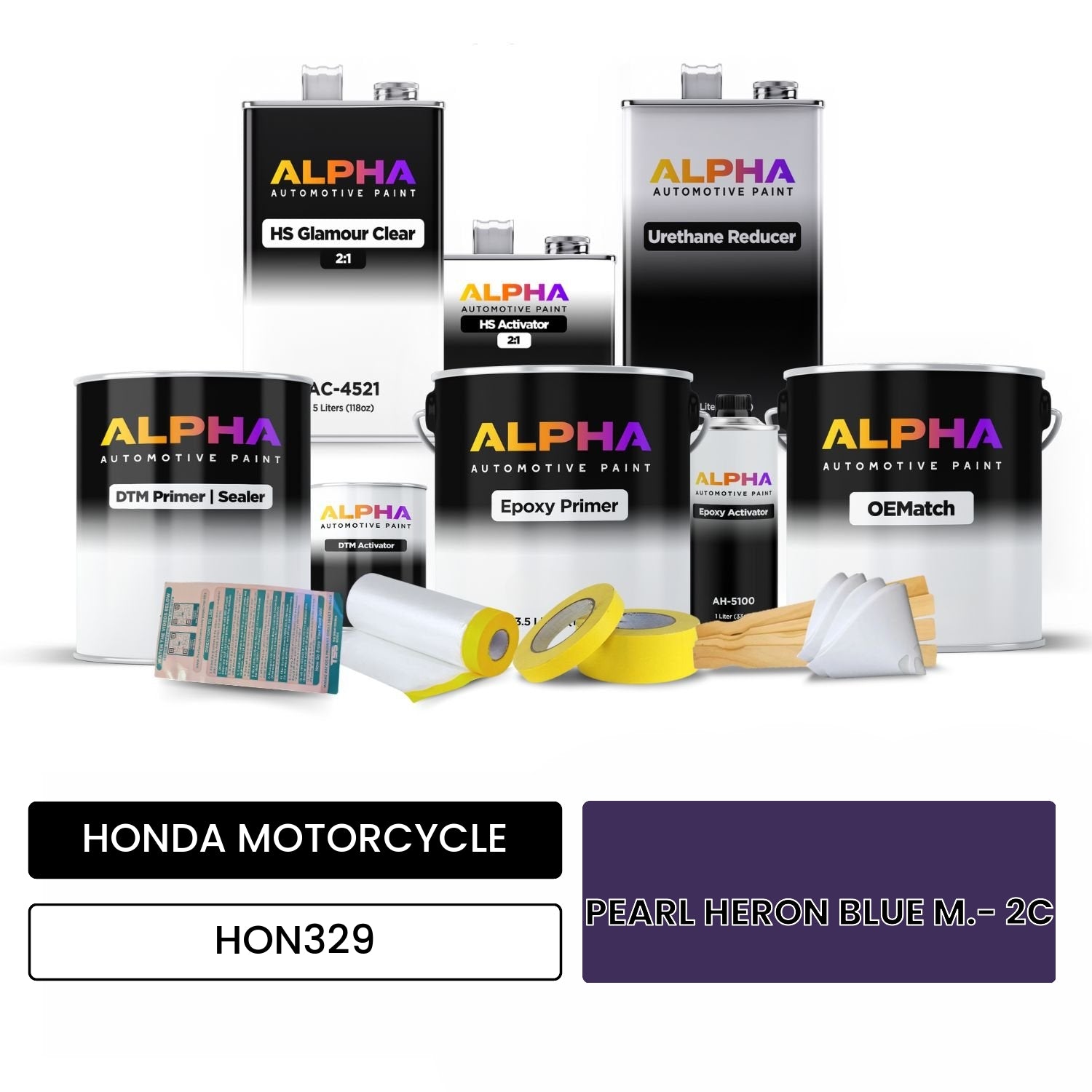 HONDA MOTORCYCLE PEARL HERON BLUE M.- 2C HON329 OEMatch Vehicle Paint Kit